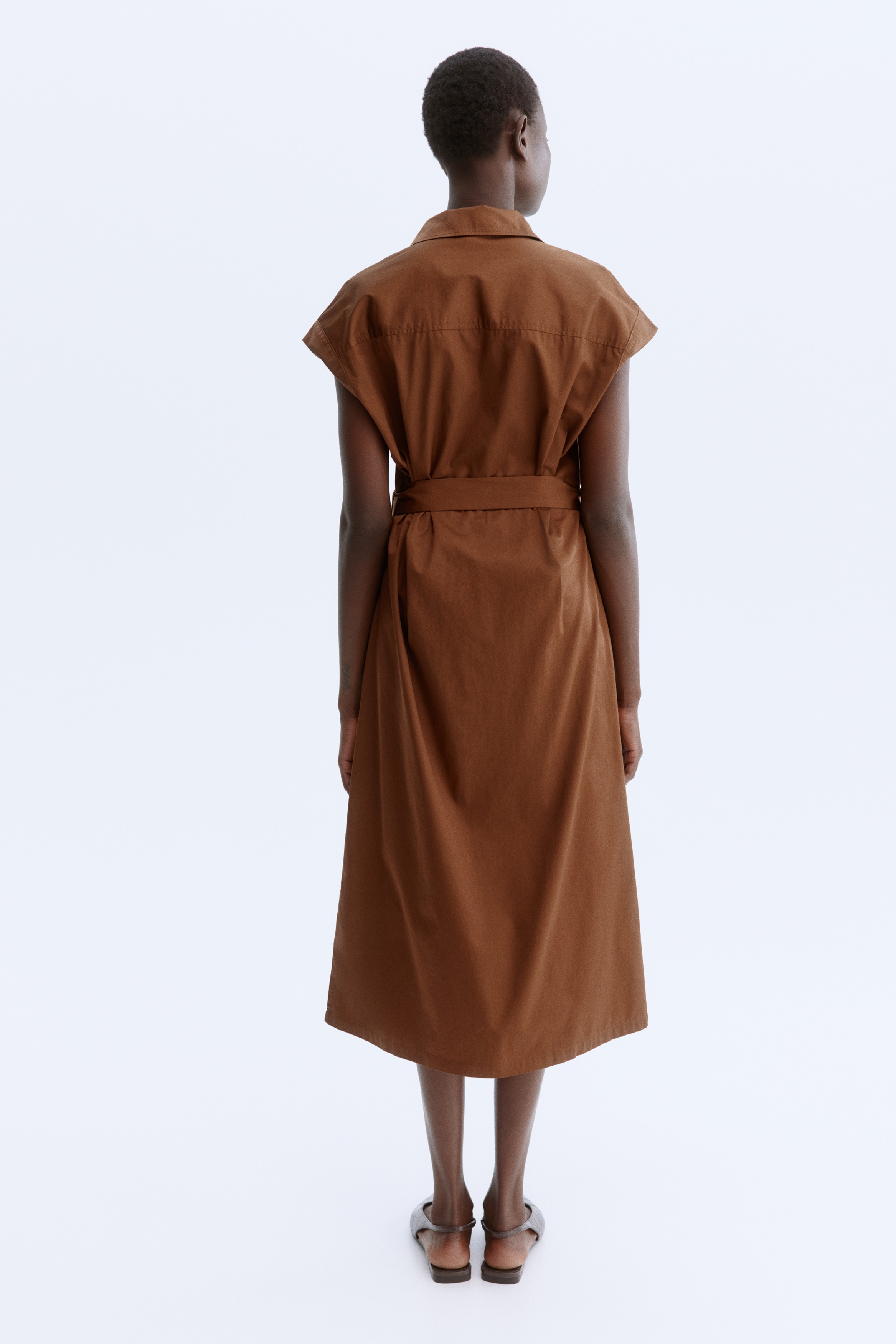 h&m khaki shirt dress Women's Dark khaki green Belted shirt dress