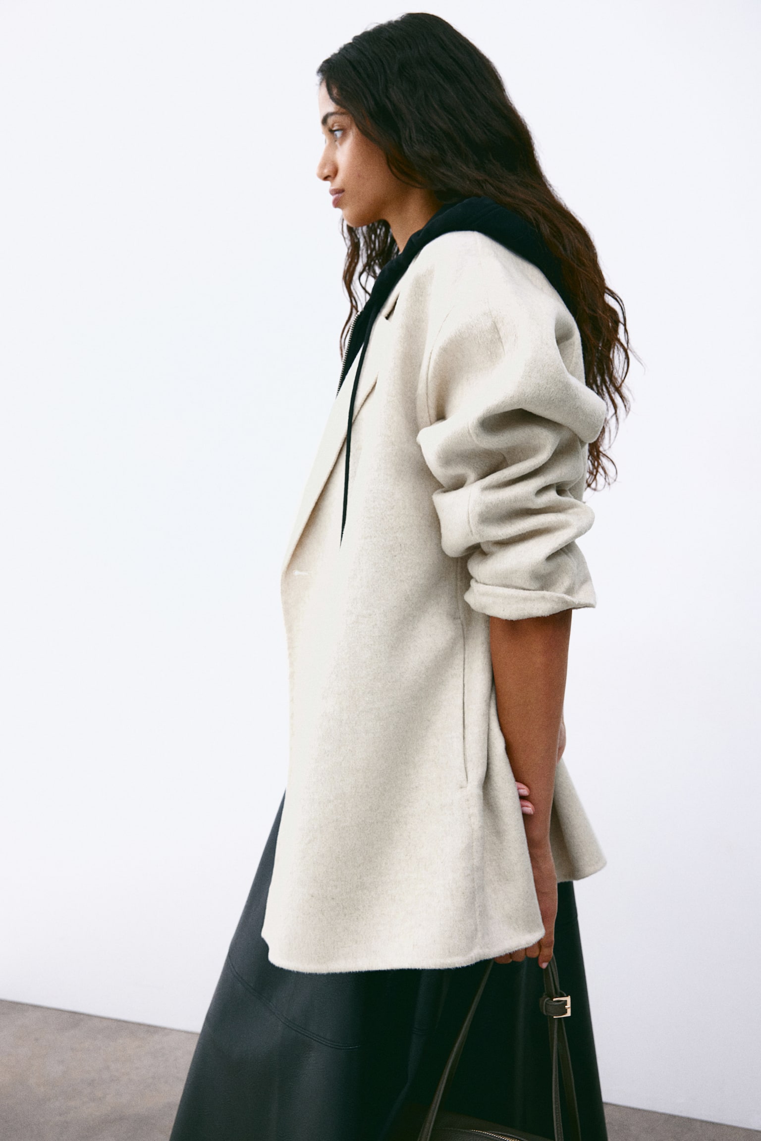 Wool-blend coat - Light beige/Dark grey - 6