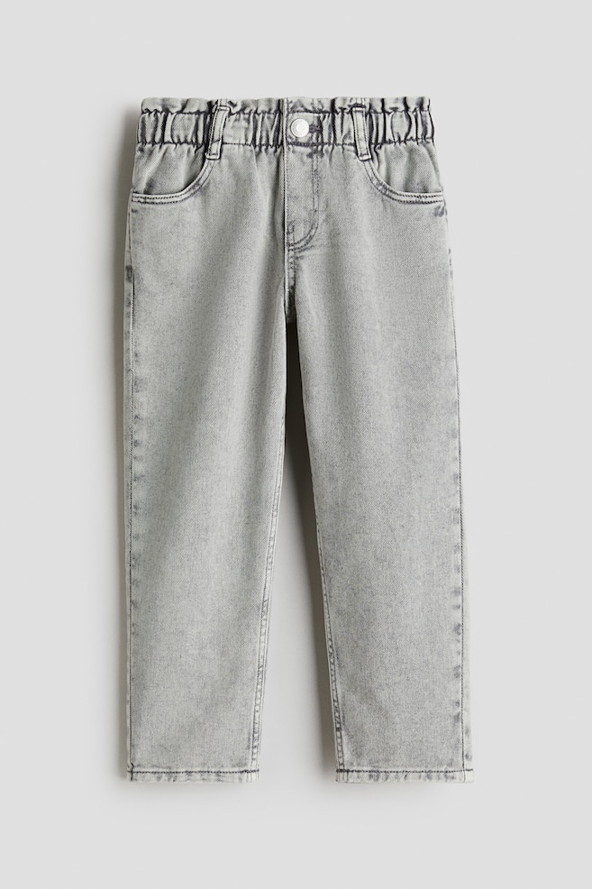 Jean Taille Froncée Coupe Décontractée - Gris denim clair/Bleu denim foncé/Brun/fleuri/Rose clair/à pois/Bleu denim/Noir denim/Rose clair - 1