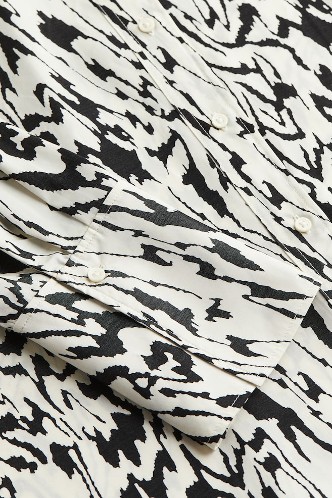 Skjortekjole i lyocellblanding - Hvid/Mønstret/Lys beige/Leopardmønstret/Gulgrøn - 3