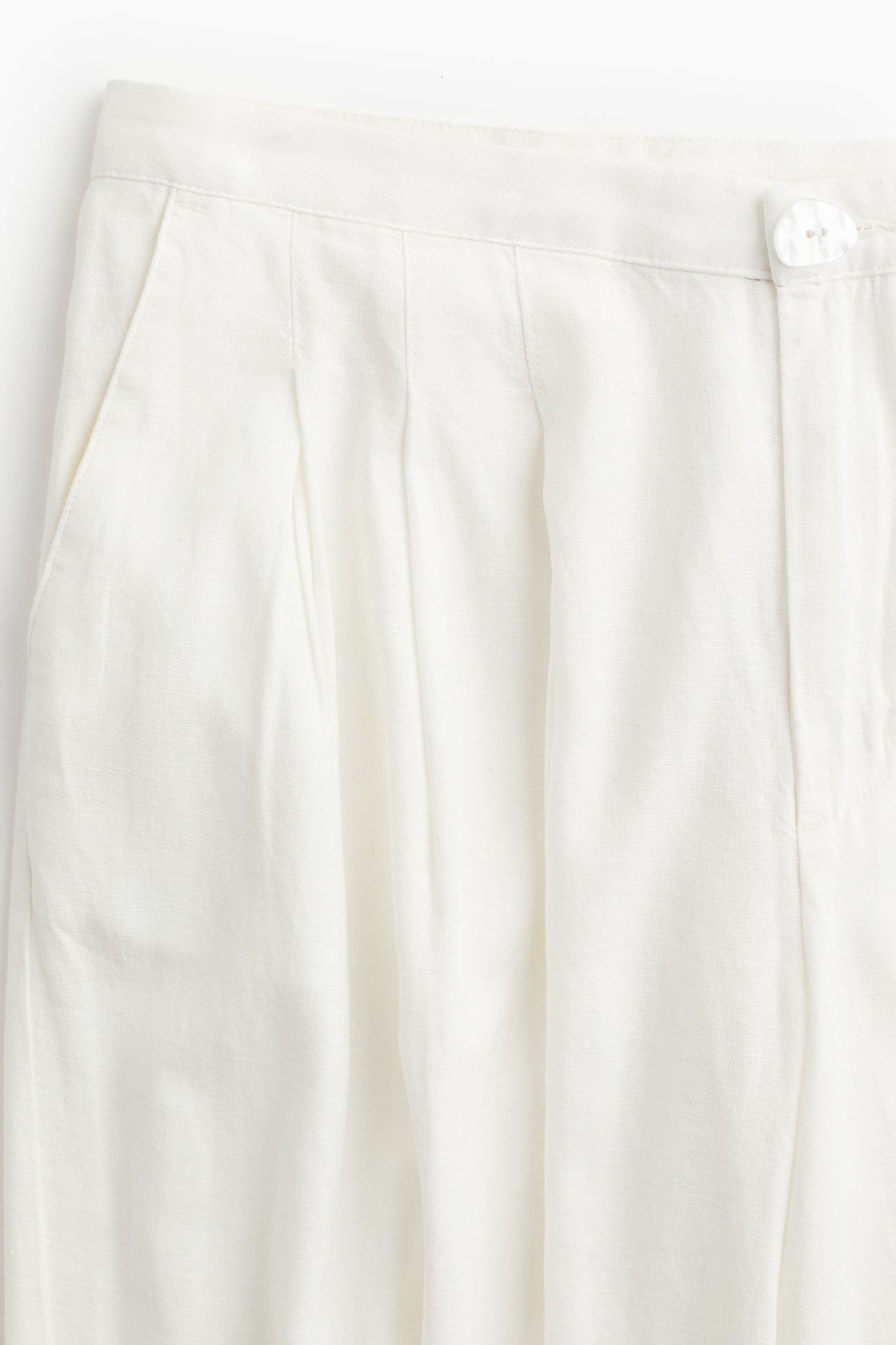 Linen-blend tailored trousers - Cream - 4