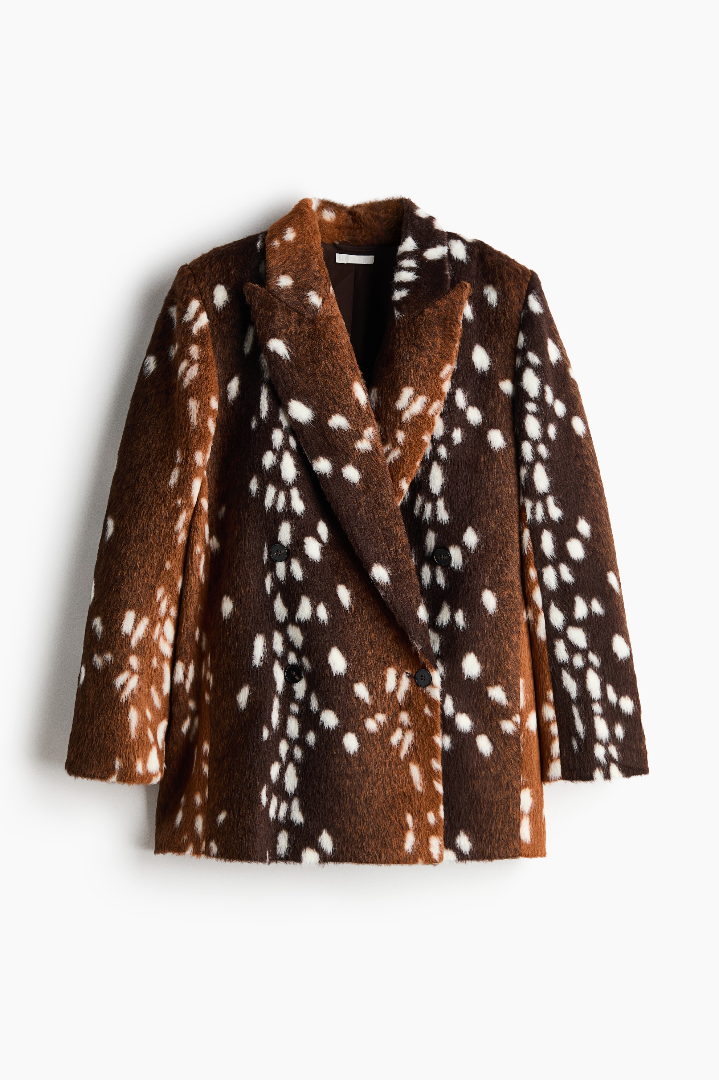 Double Breasted Fuzzy Blazer - Dark brown/Dark beige