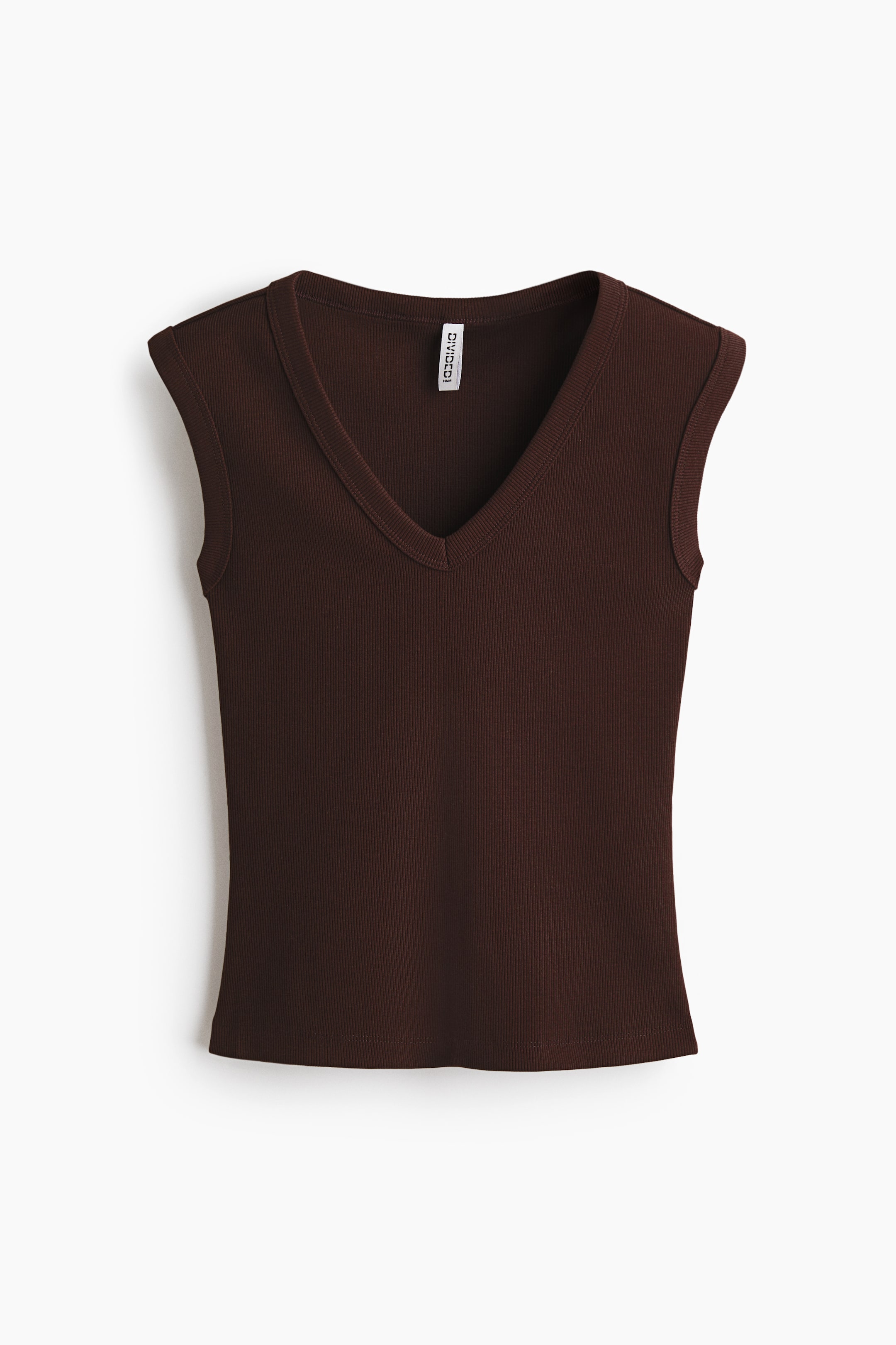 View larger image: Ribbed V-Neck Tank Top - Dark brown - Ladies | H&M US 1