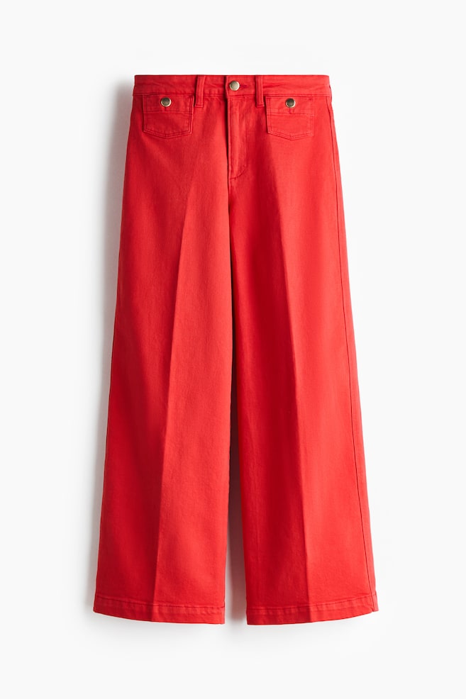 Wide High Waist Ankle Jeans - Bright red/Light denim blue/Light beige/Dark denim blue/Navy denim blue/White - 1