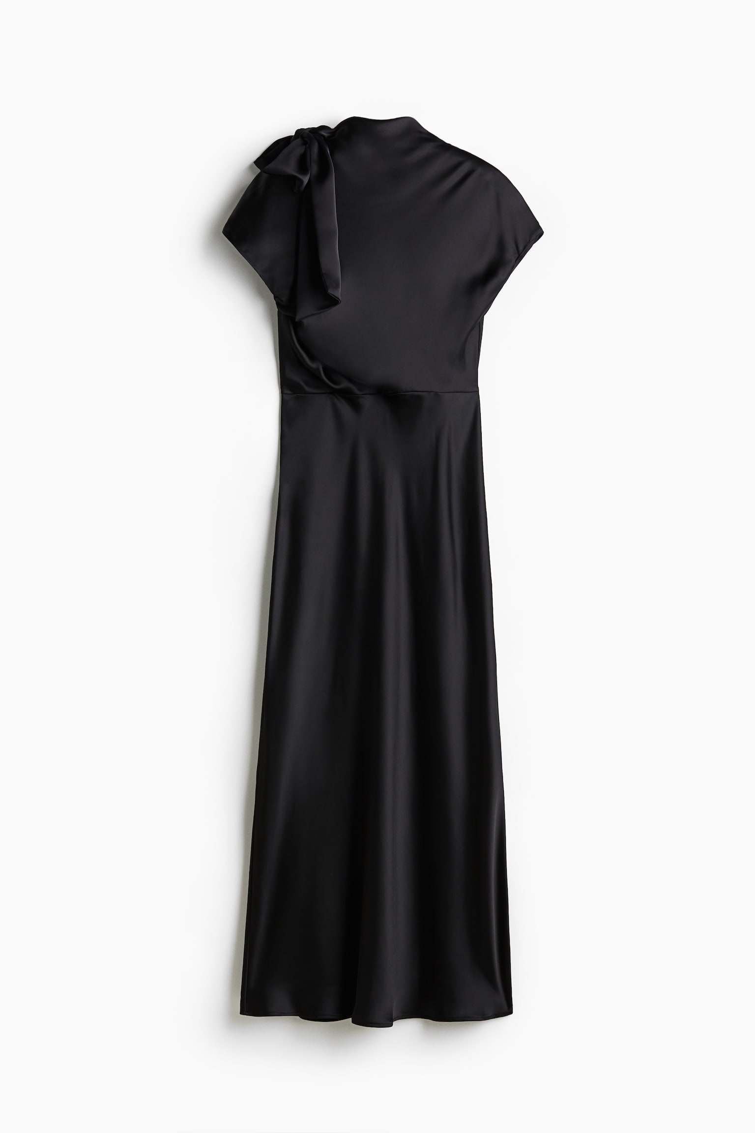 Tie-neck satin dress - Black - 2