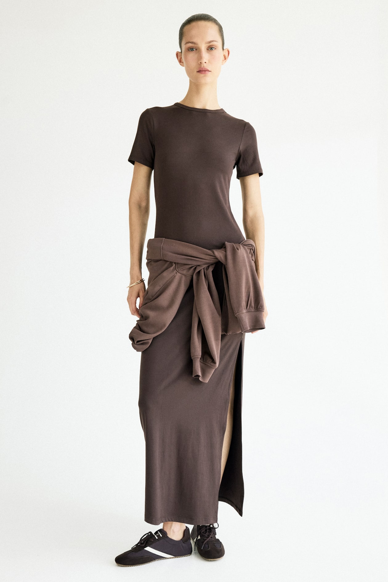 h&m brown shirt dress Ladies - Dark Brown Long T-Shirt Dress - Size: XS