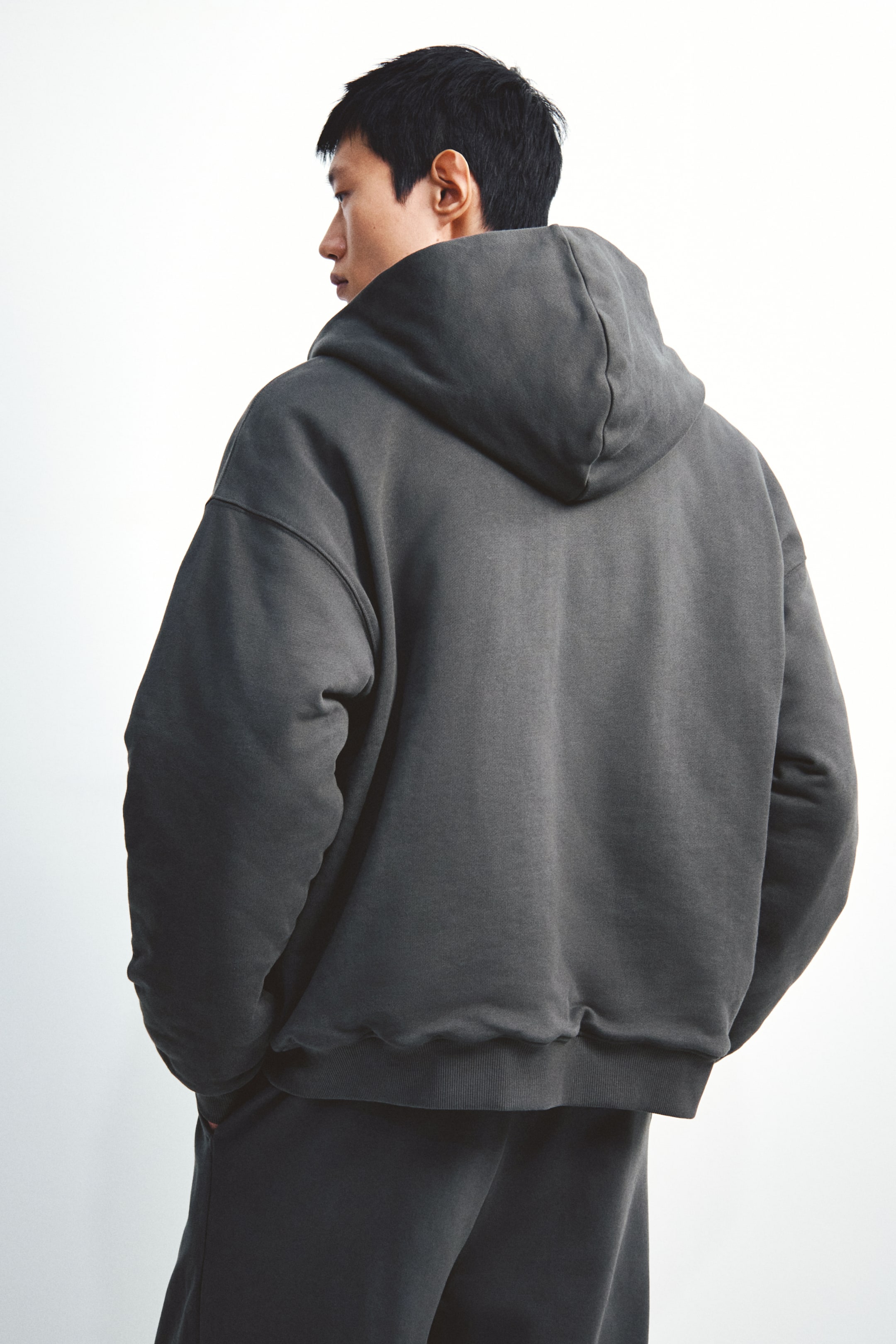 이미지 확대 보기: 집업 후디 루즈핏 - 다크 그레이/Downhill - Men | H&M KR 3