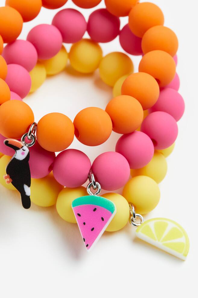 3-pack beaded bracelets - Orange/Cerise/Yellow - 2