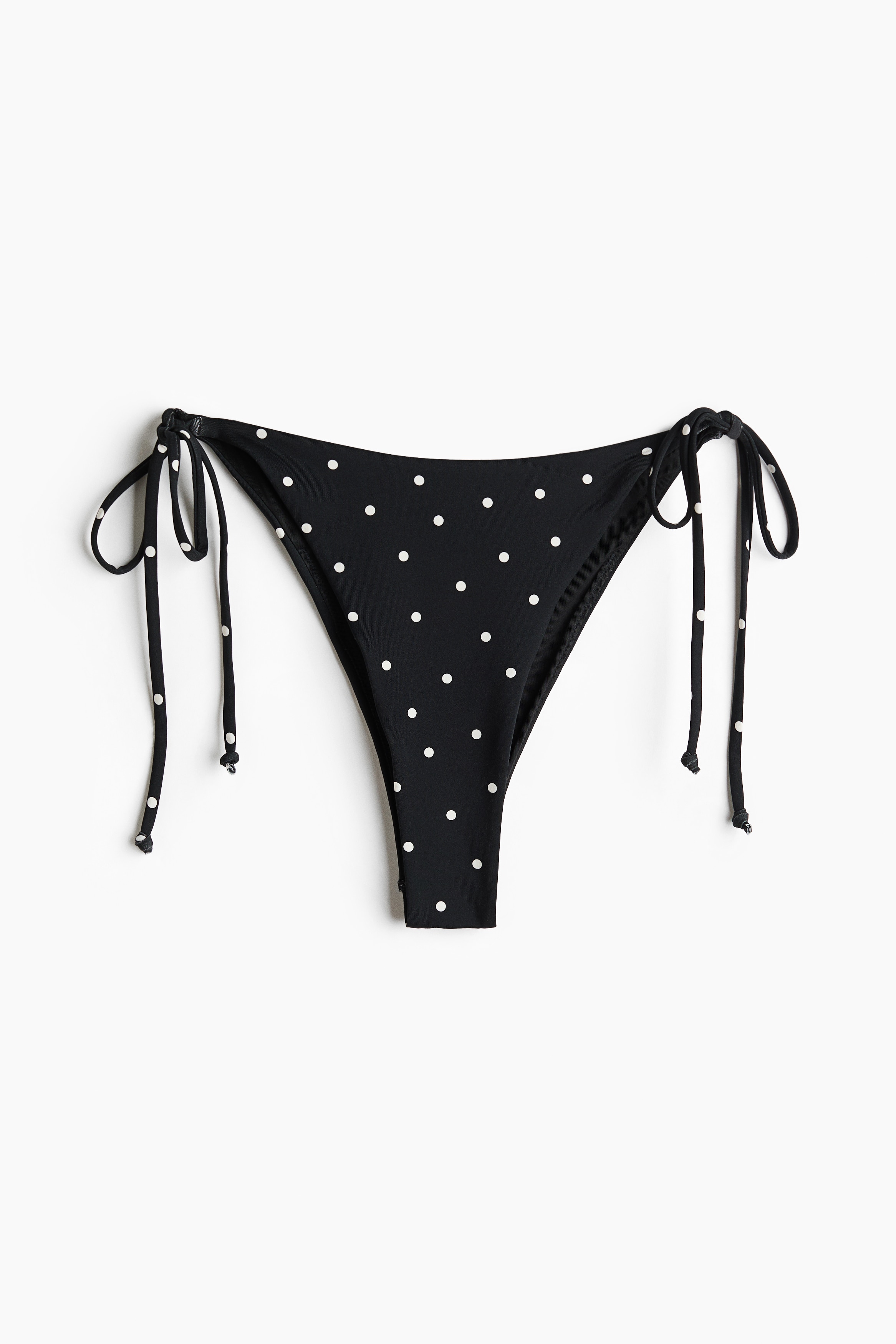 Brazilian Tie Bikini Bottoms - Black/polka dot/Turquoise