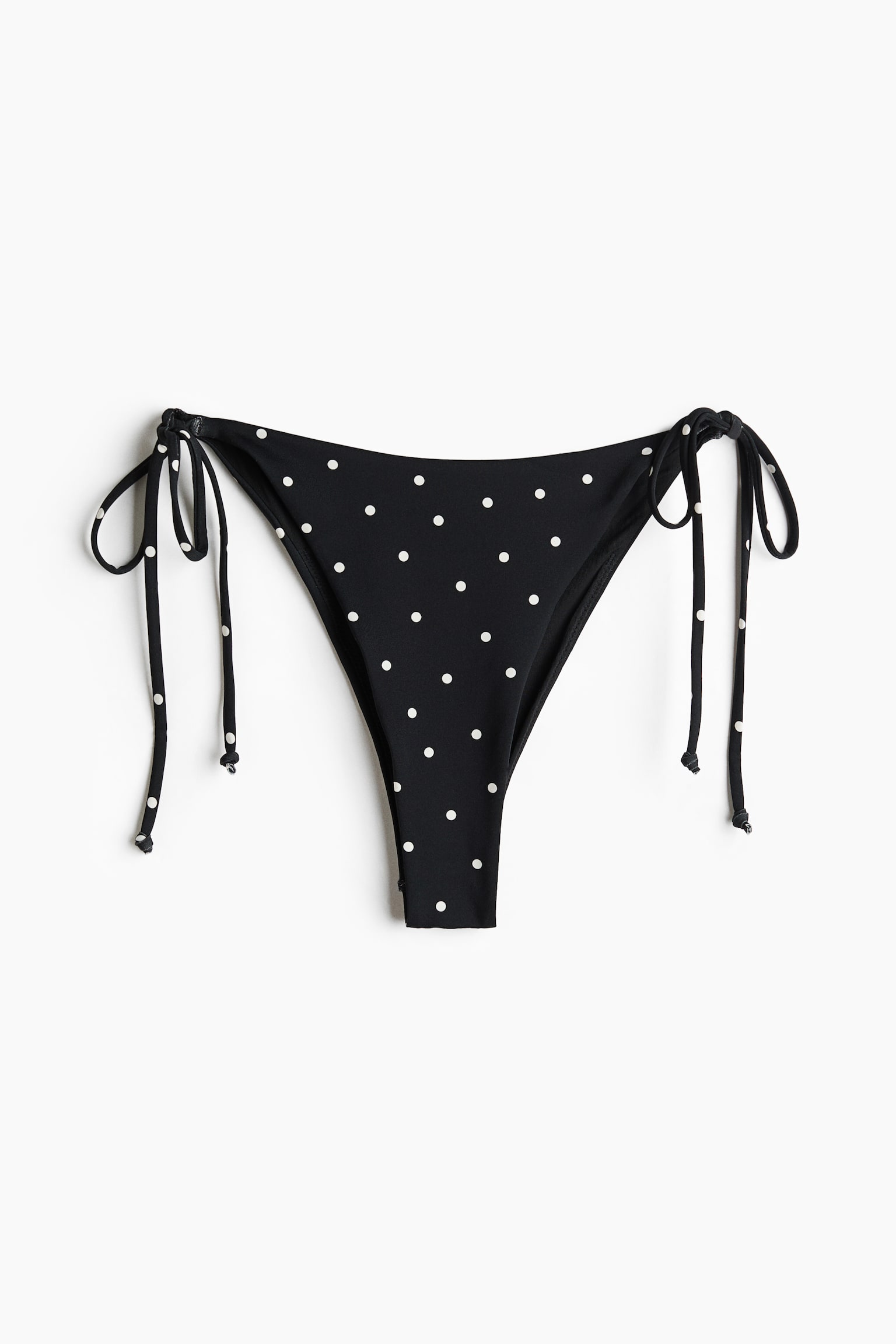 Brazilian tie tanga bikini bottoms - Black/Polka dot - 1