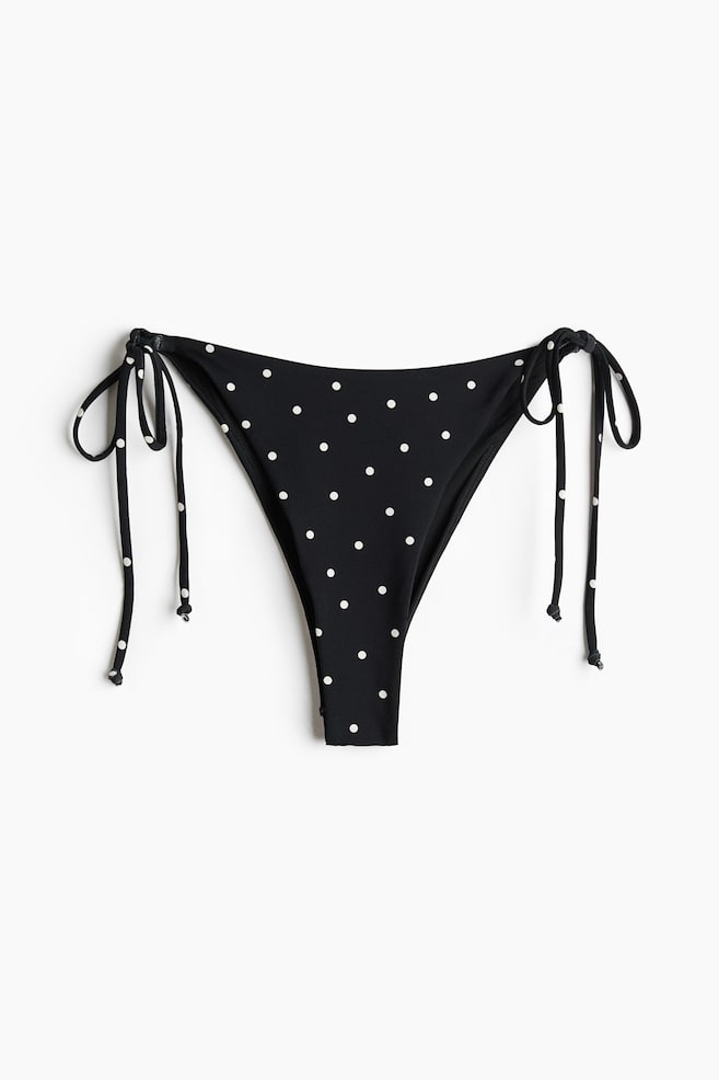 Brazilian Tie Bikini Bottoms - Black/polka dot/Turquoise/Dark purple/Cream/floral - 1