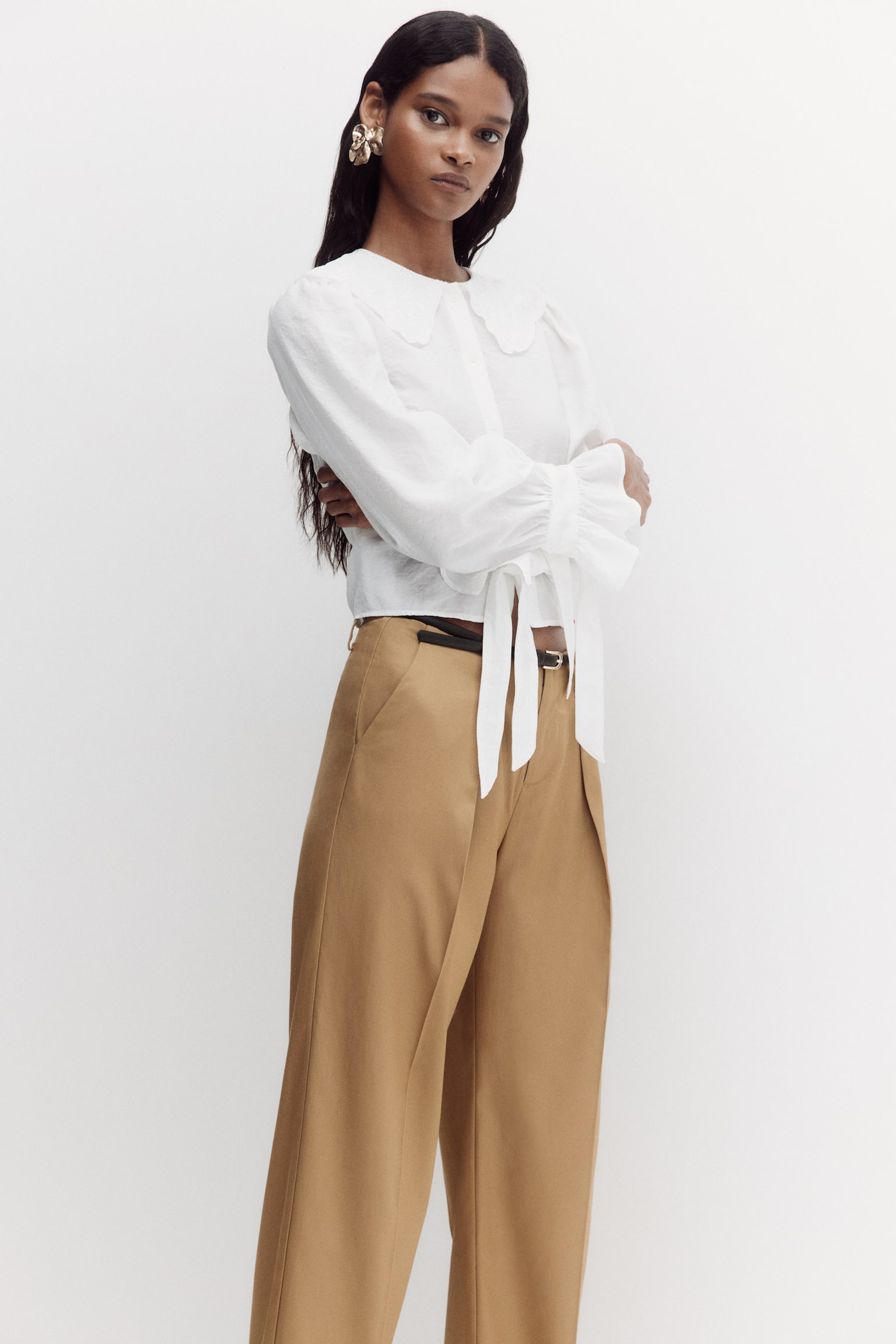 Женские брюки H&M Dress Pants, цвет: Тёмный бежевый — фото 3