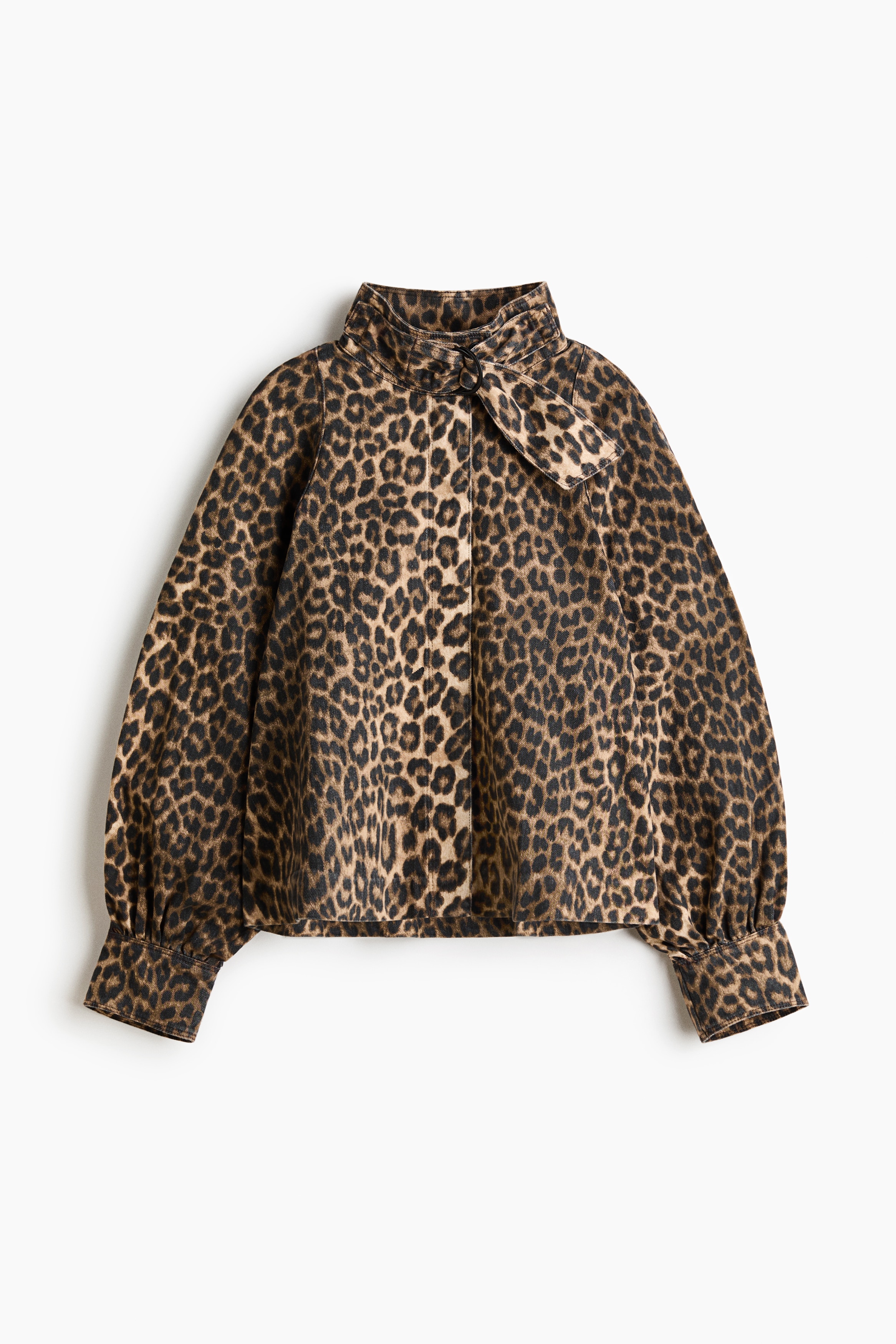 Printed balloon-sleeved jacket - Beige/Leopard print