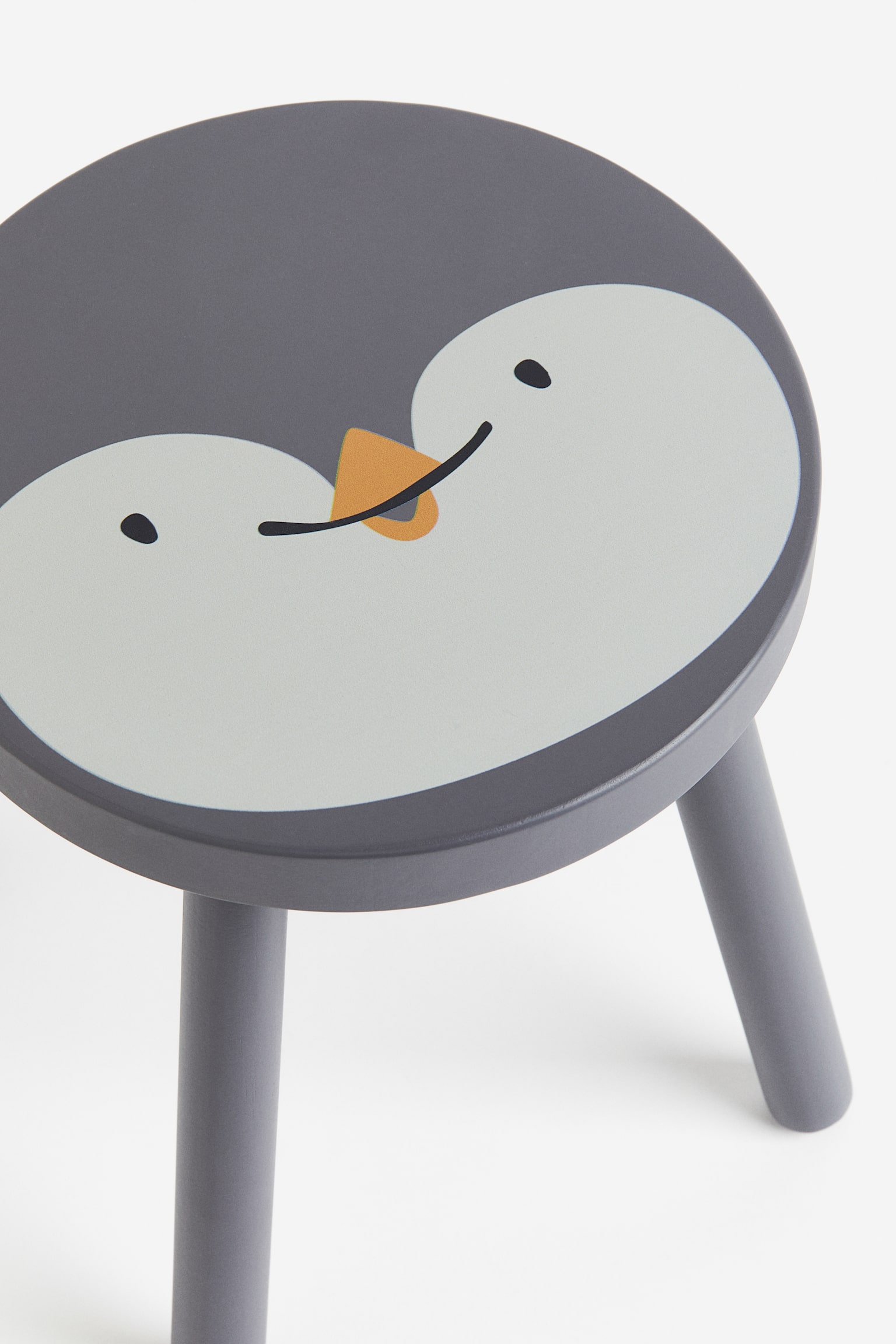 Children's stool - Dark grey/Penguin/Yellow/Lion - 3