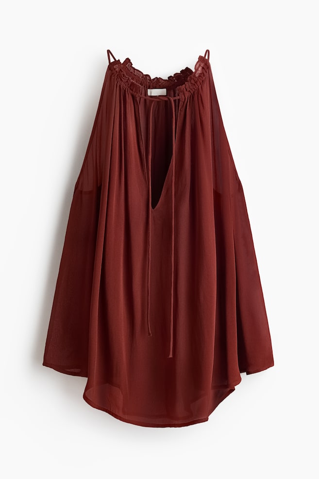 Oversized top se stahovací šňůrkou - Tmavě červená - 1
