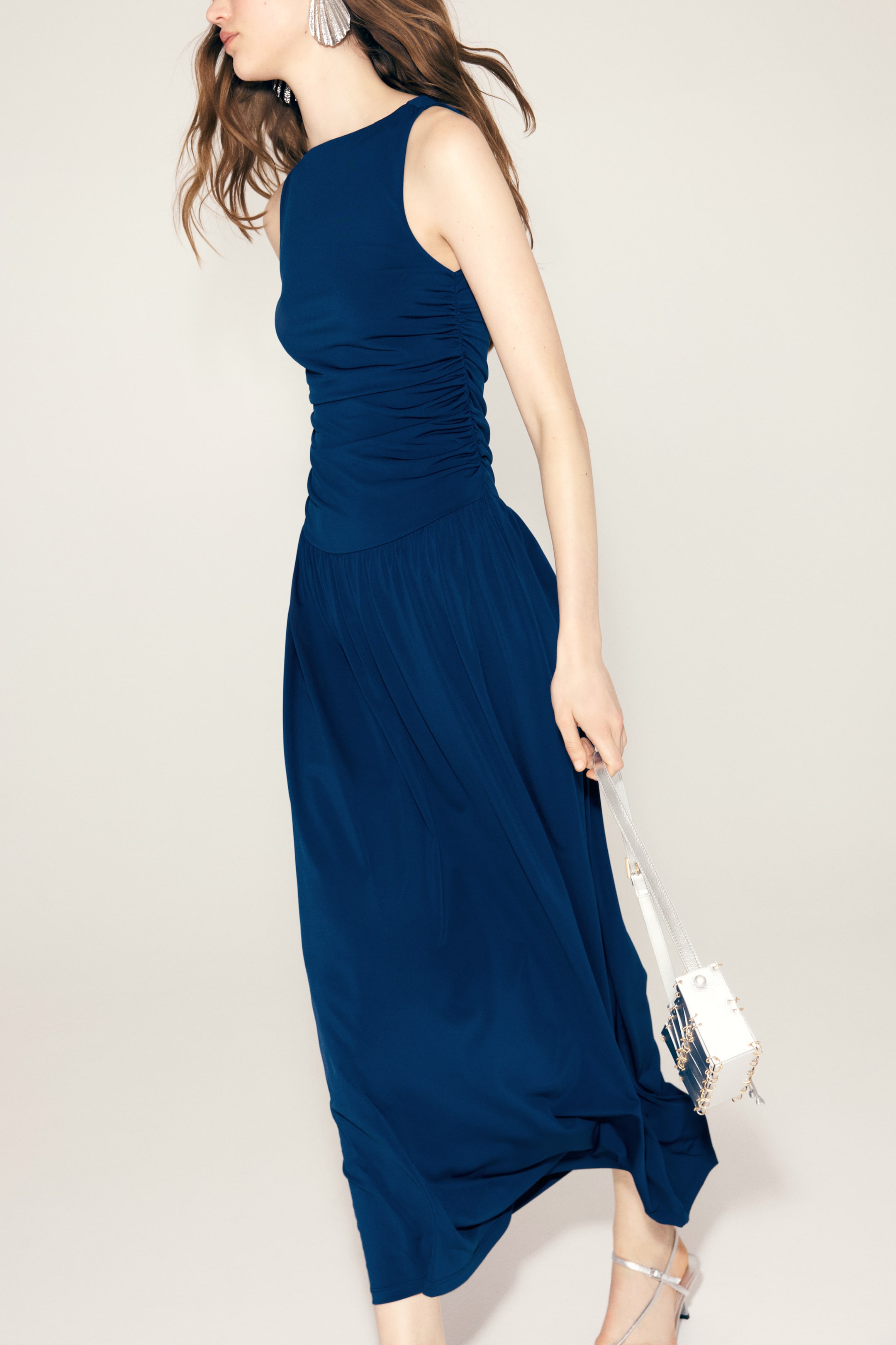 View larger image: Draped jersey dress - Navy blue - Ladies | H&M IN 1