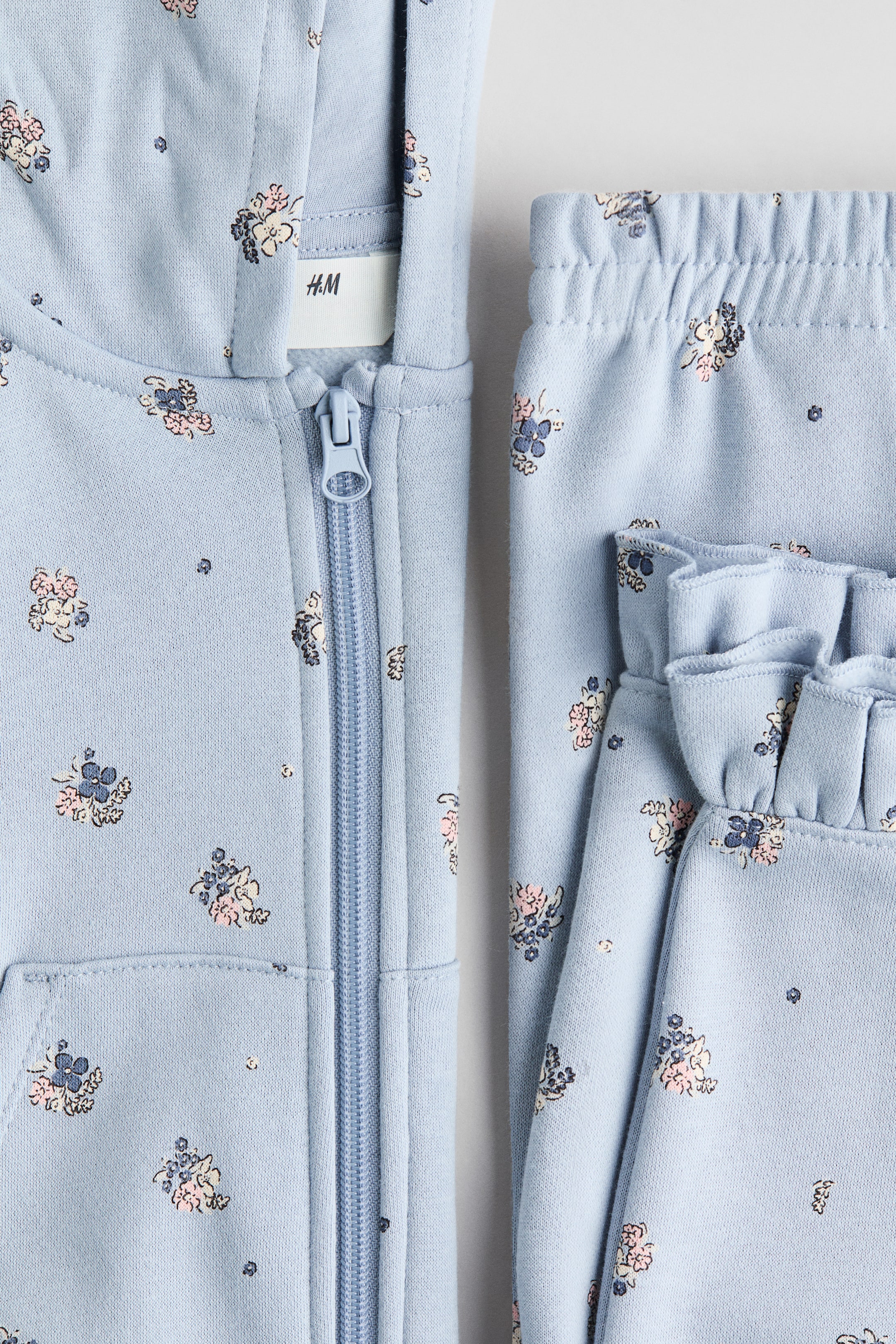 拡大画像を表示: 2-piece printed sweatshirt set - ライトブルー／フローラル - Kids | H&M JP 2