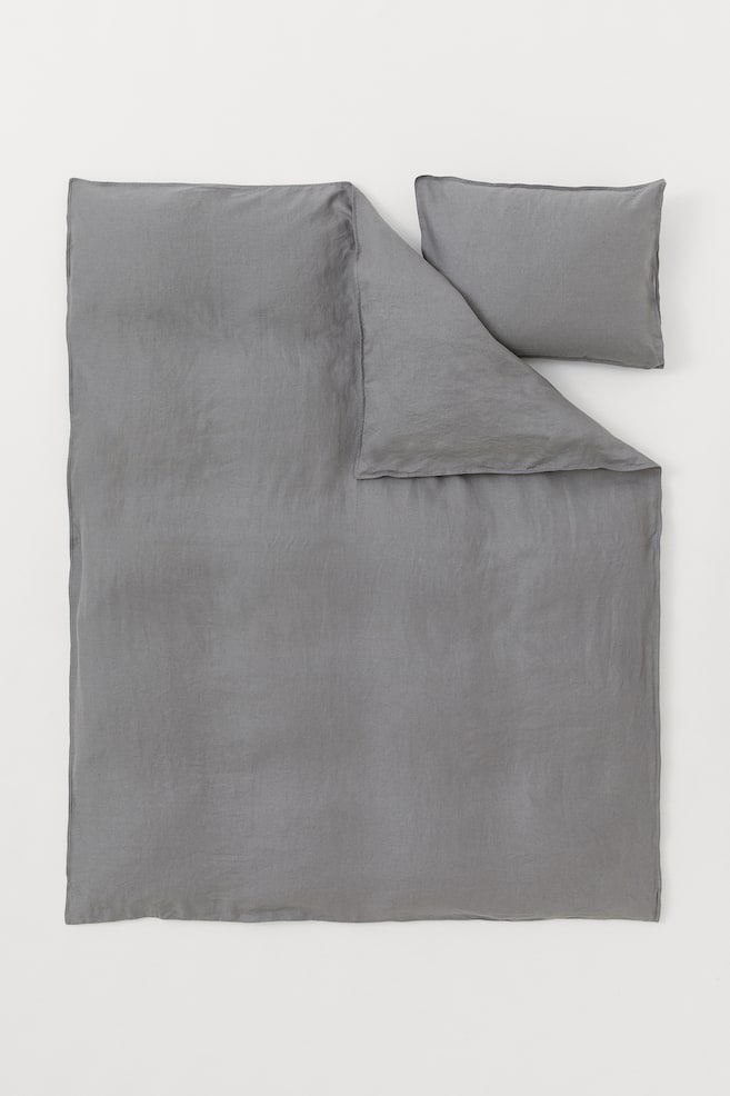 Linen single duvet cover set - Grey/White/Light grey/Greige/dc/dc/dc/dc/dc/dc - 3
