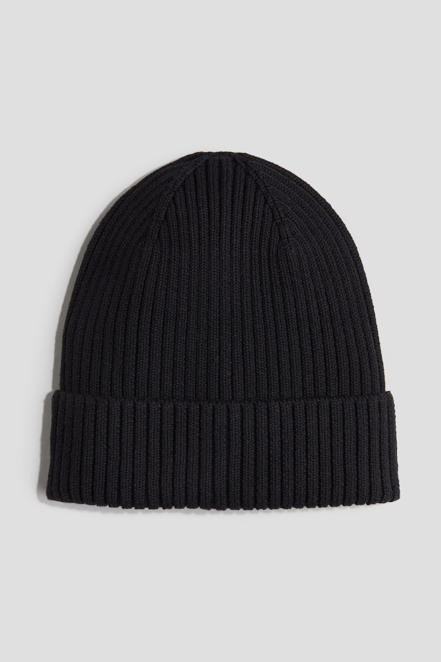 Rib-knit beanie - Black/Grey marl - 1