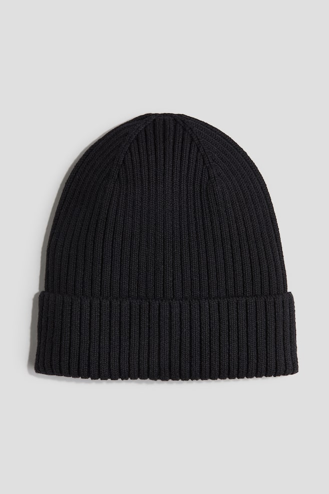 Gorro em malha canelada - Preto - 1