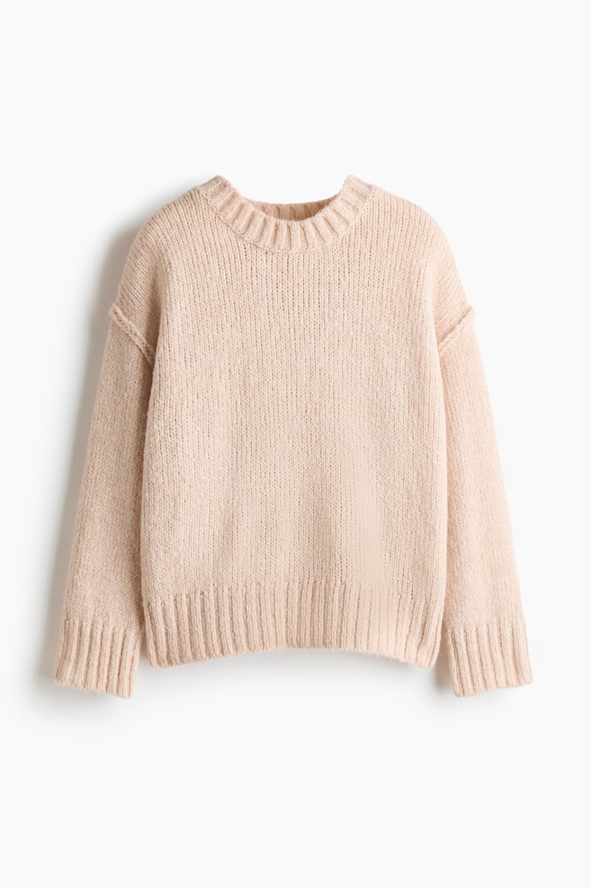 Oversized Sweater - Light beige/Beige melange - 1