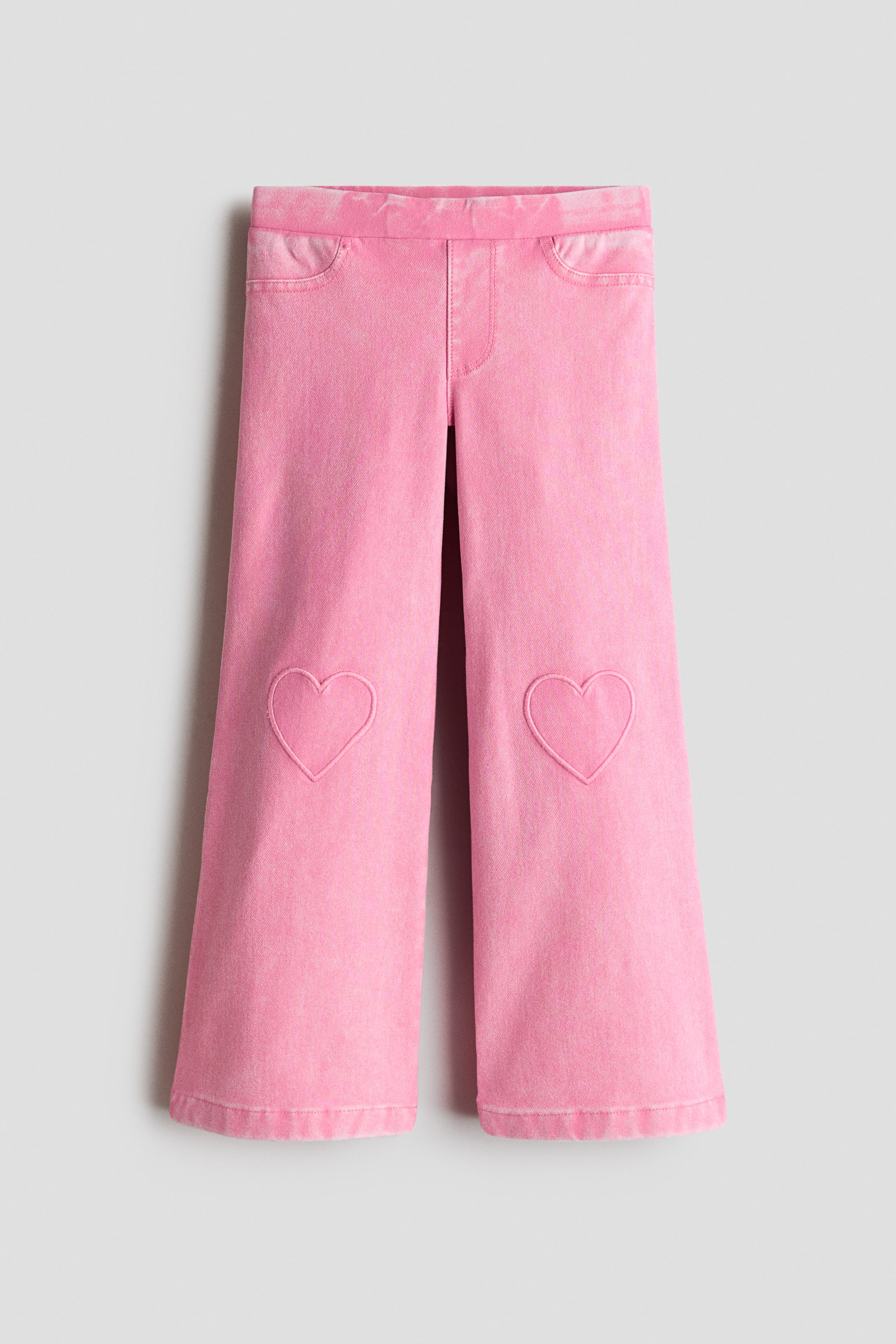 View larger image: Denim-look flared jeggings - Pink - Kids | H&M 1