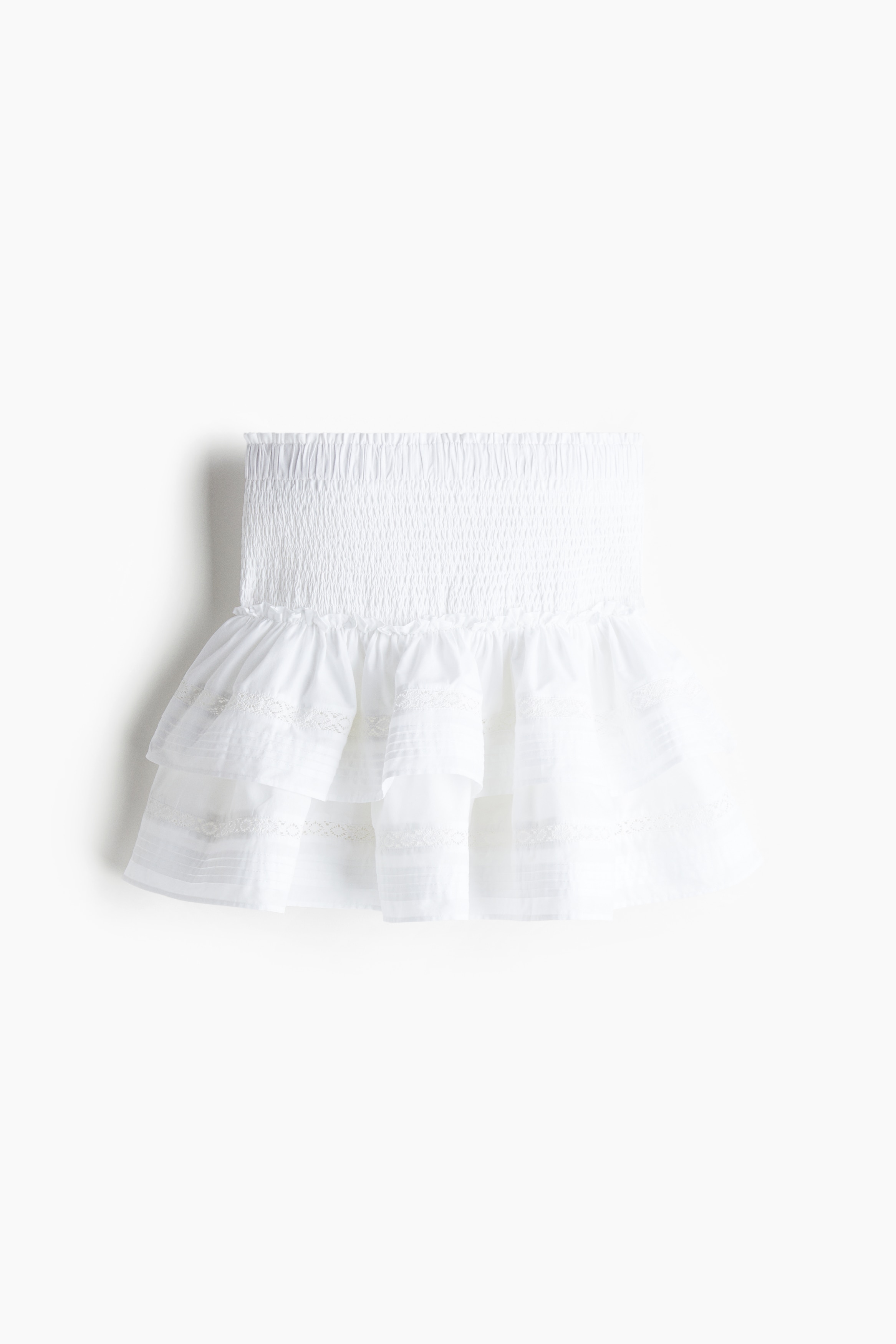 Women's White Lace-Inset Tiered Skirt | H&M US