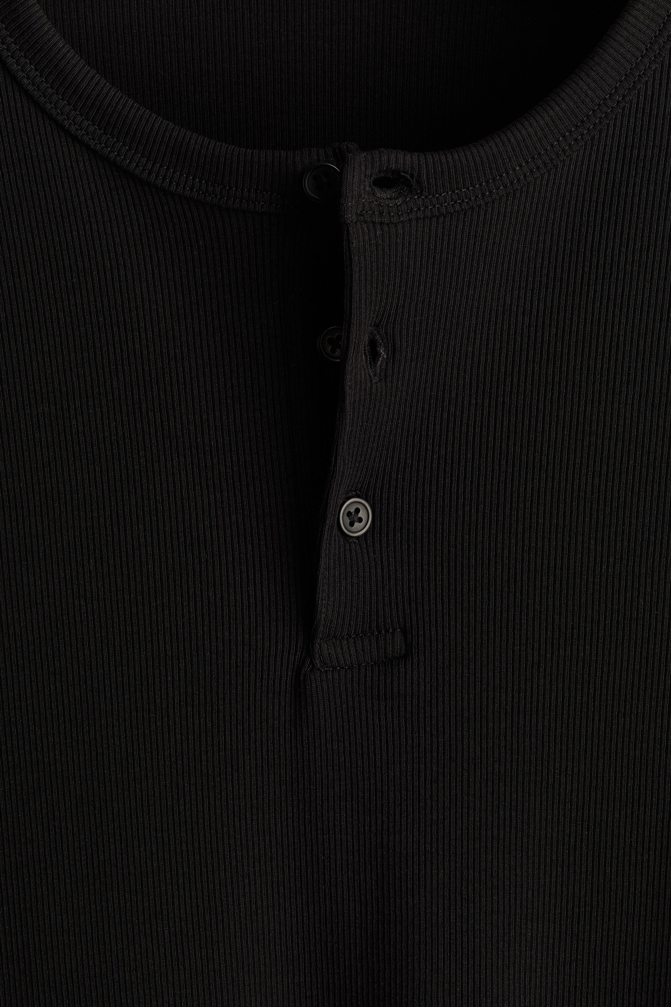 Slim-Fit Ribbed Cotton Henley Shirt