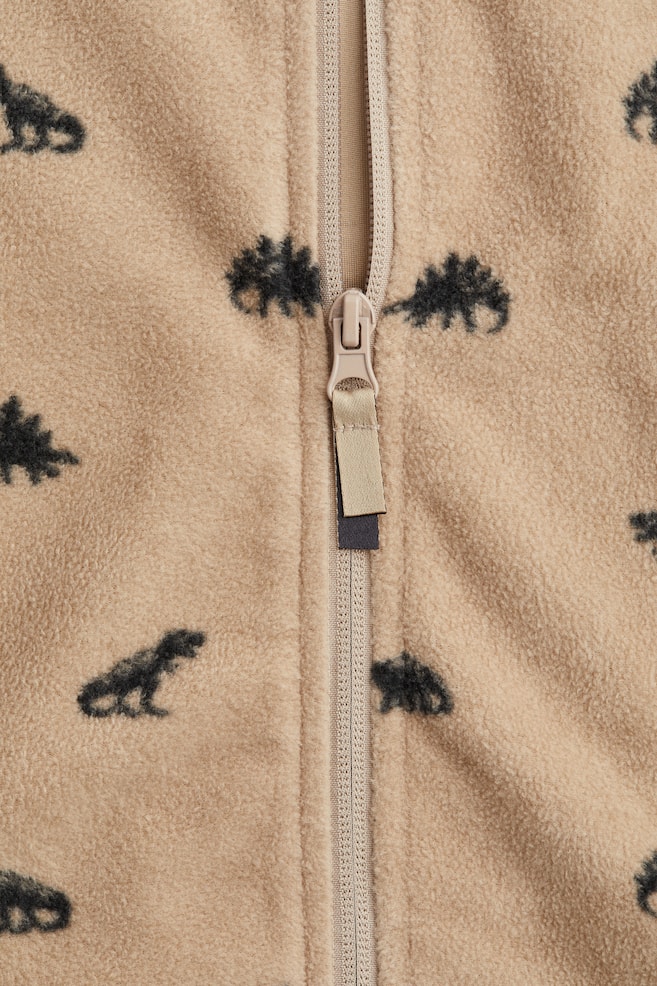 Fleece Jacket - Beige/dinosaurs/Dark green/dinosaurs - 2