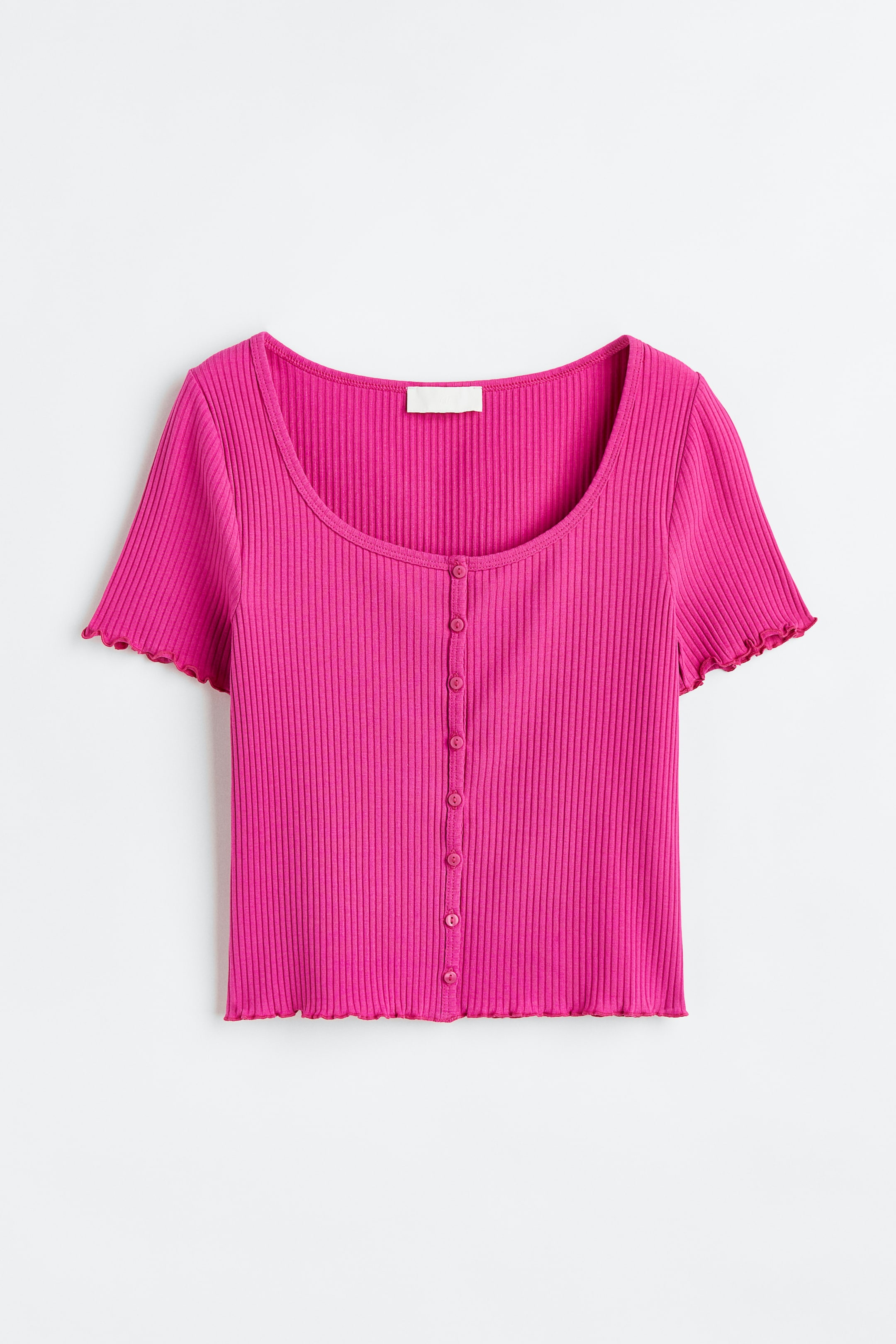 Xem ảnh lớn hơn: Áo gân nổi cài khuy trước - Màu quả anh đào - Ladies | H&M VN 1