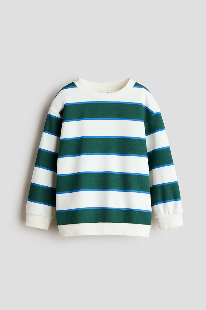 Printed Brushed-Inside Sweatshirt - White/green striped/Beige/dinosaurs/Light gray melange/Chelsea - 1