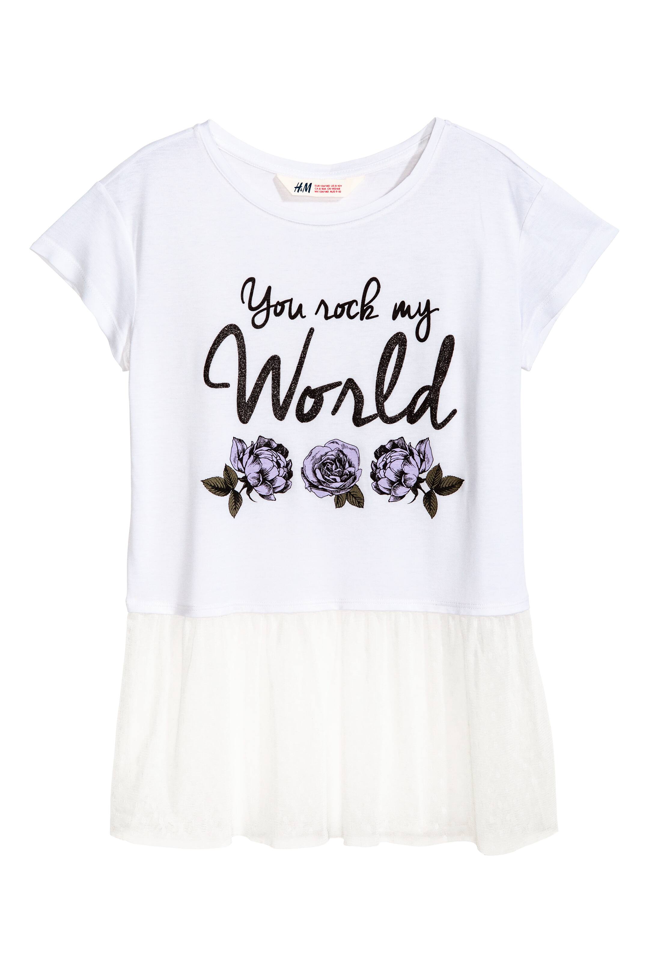 View larger image: Jersey top with tulle - White - Kids | H&M GB 1