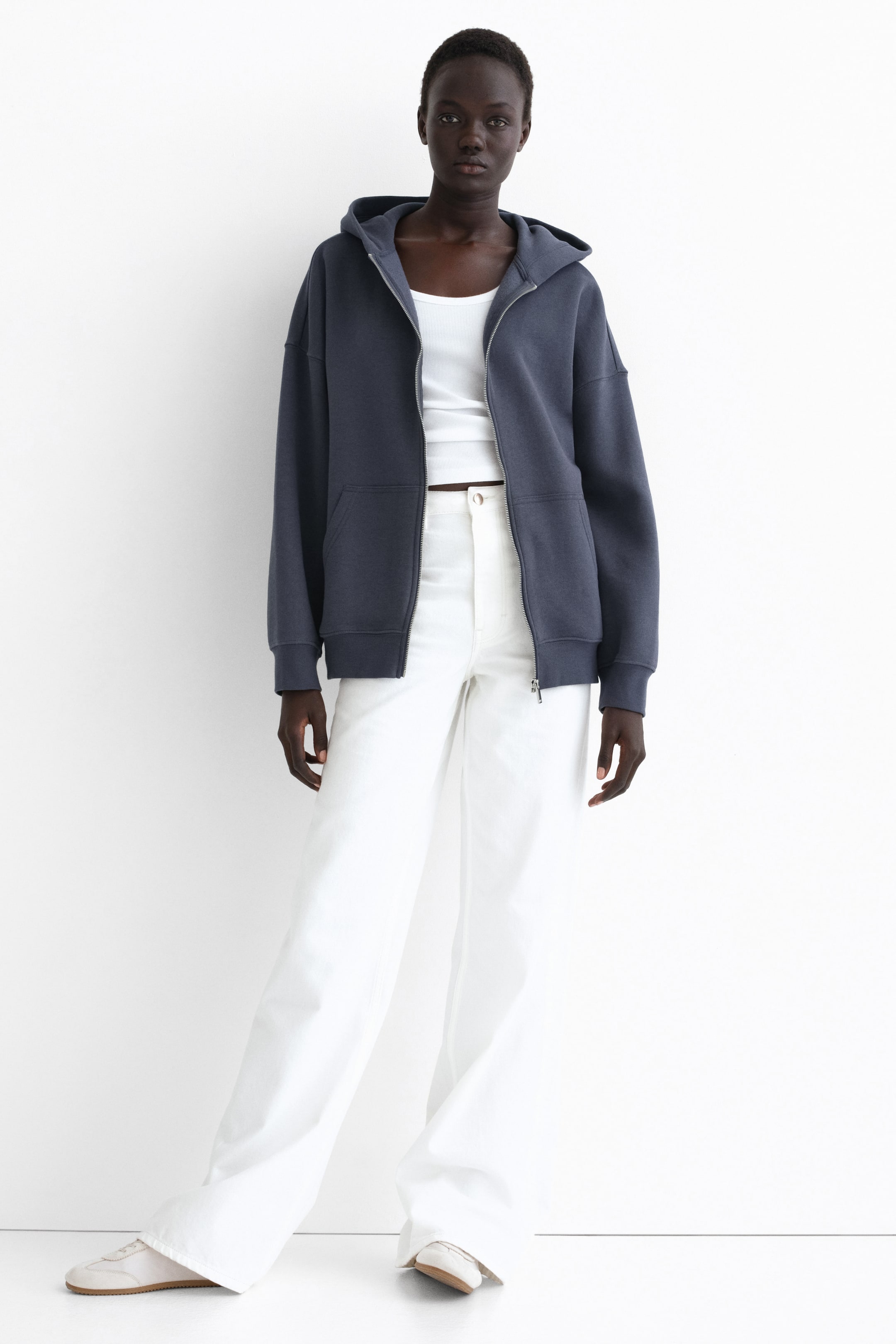 Zobrazit větší obrázek: Oversized bunda na zip s kapucí - Tmavomodrá/92 - ŽENY | H&M CZ 2