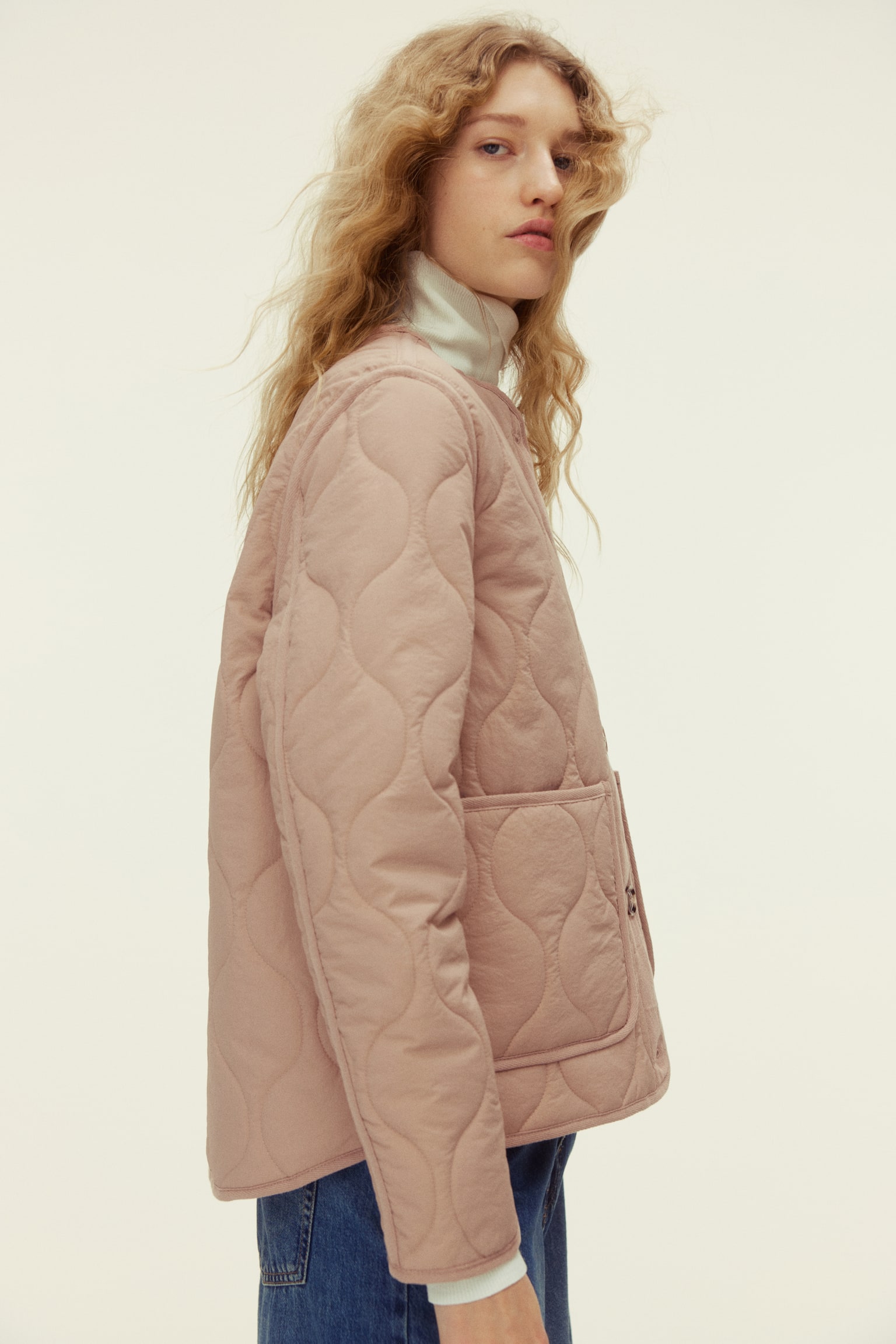 Quilted jacket - Beige/Dark brown - 5