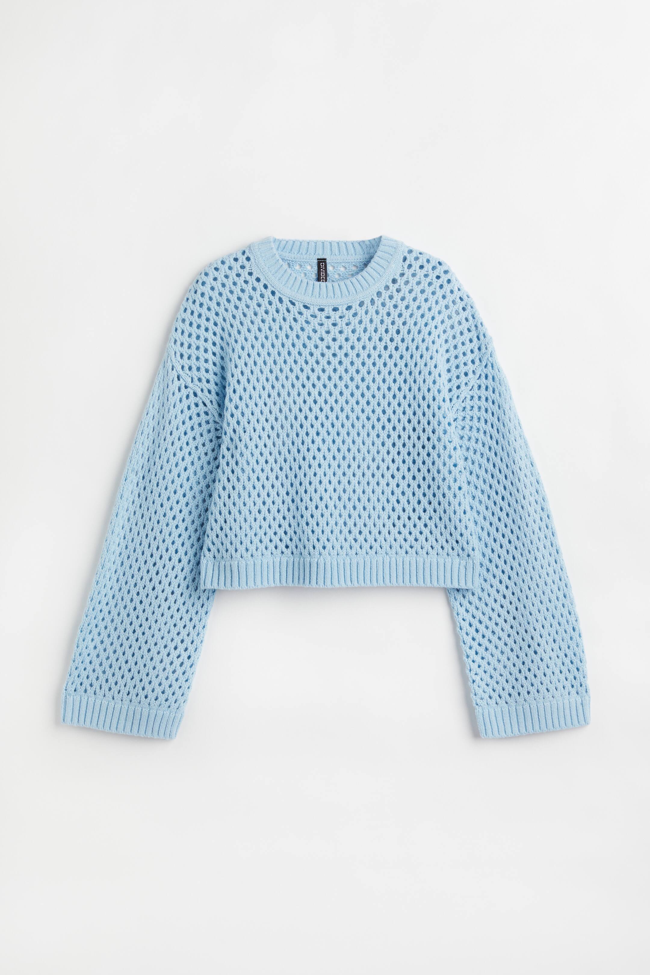 View larger image: Hole-knit jumper - Light blue - Ladies | H&M 1
