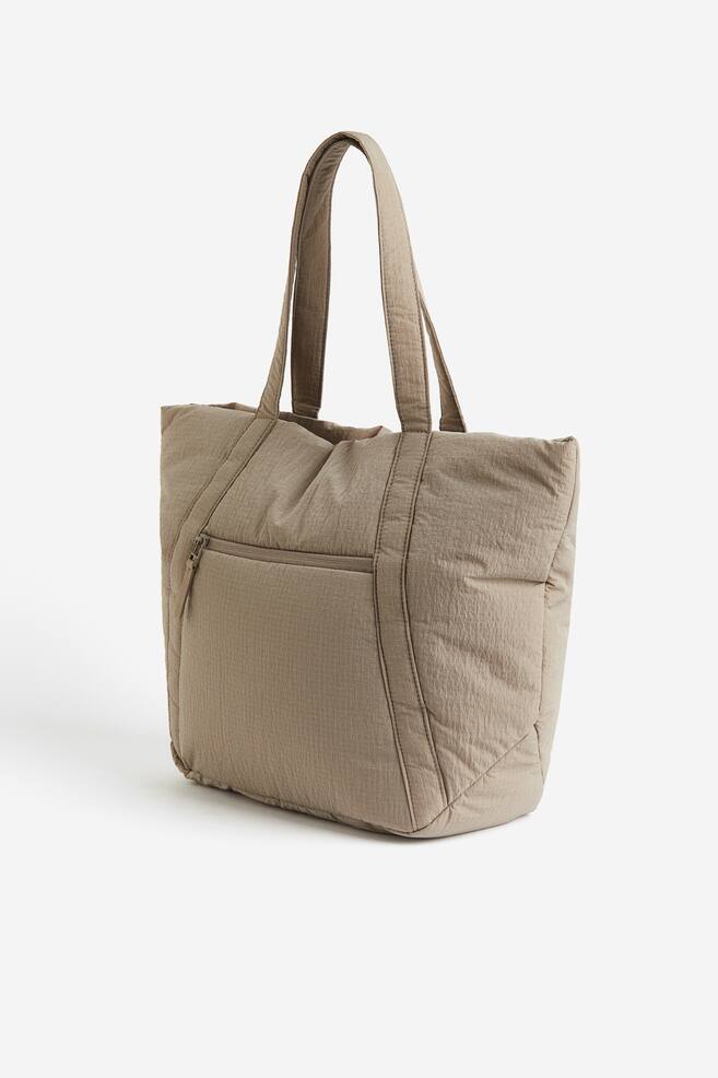 Water-repellent padded sports tote - Beige/Black - 4