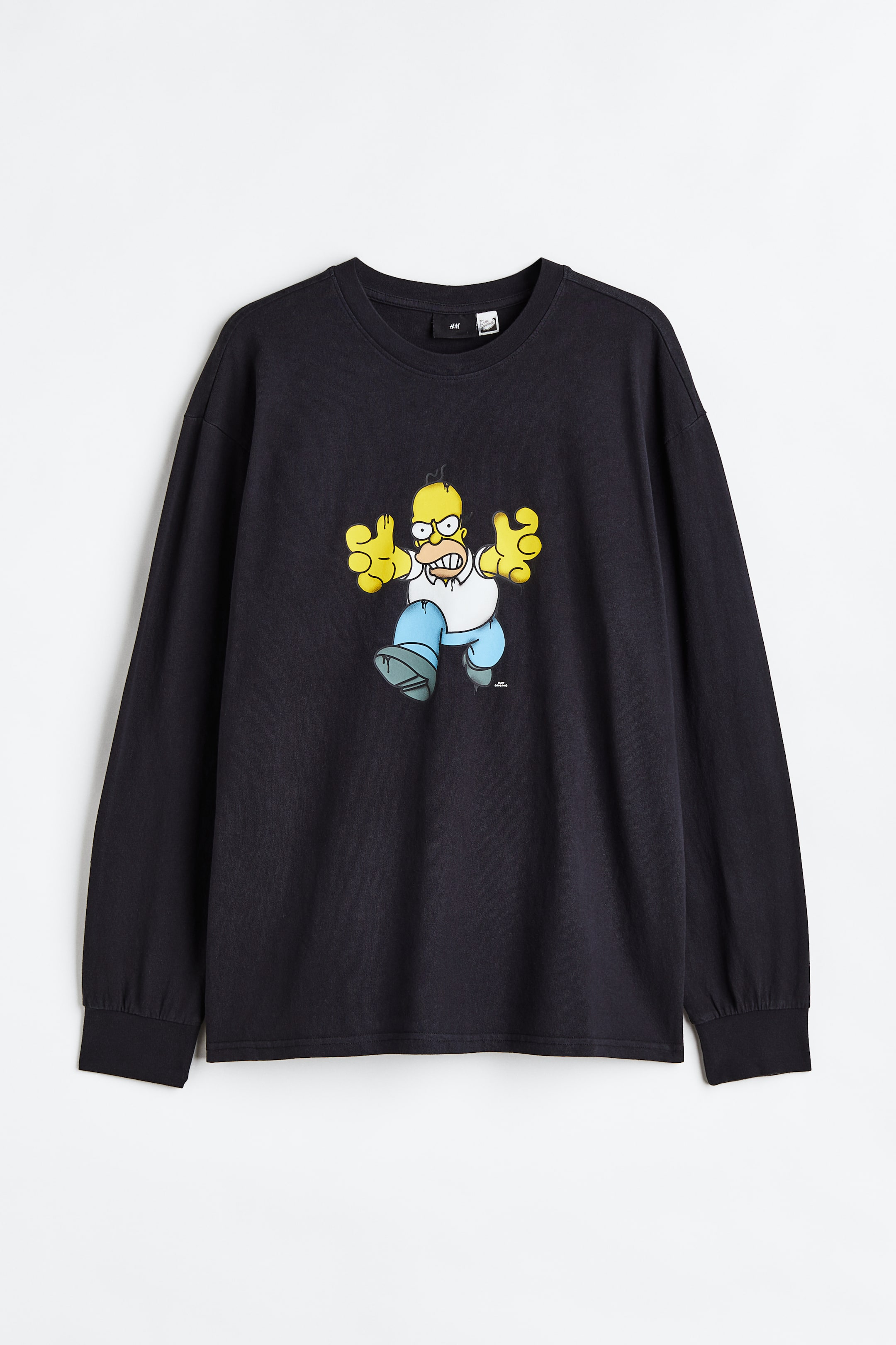 View larger image: Relaxed Fit Long-sleeved Jersey Shirt - Black/Simpsons - Men | H&M PH 1