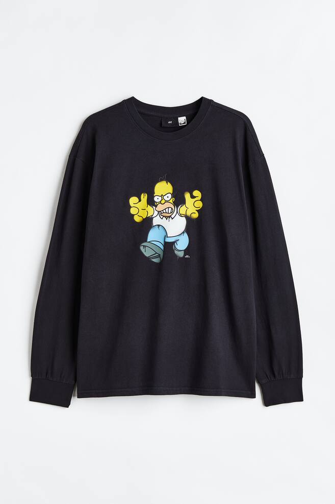 Relaxed Fit Long-sleeved jersey top - Black/Simpsons - 2