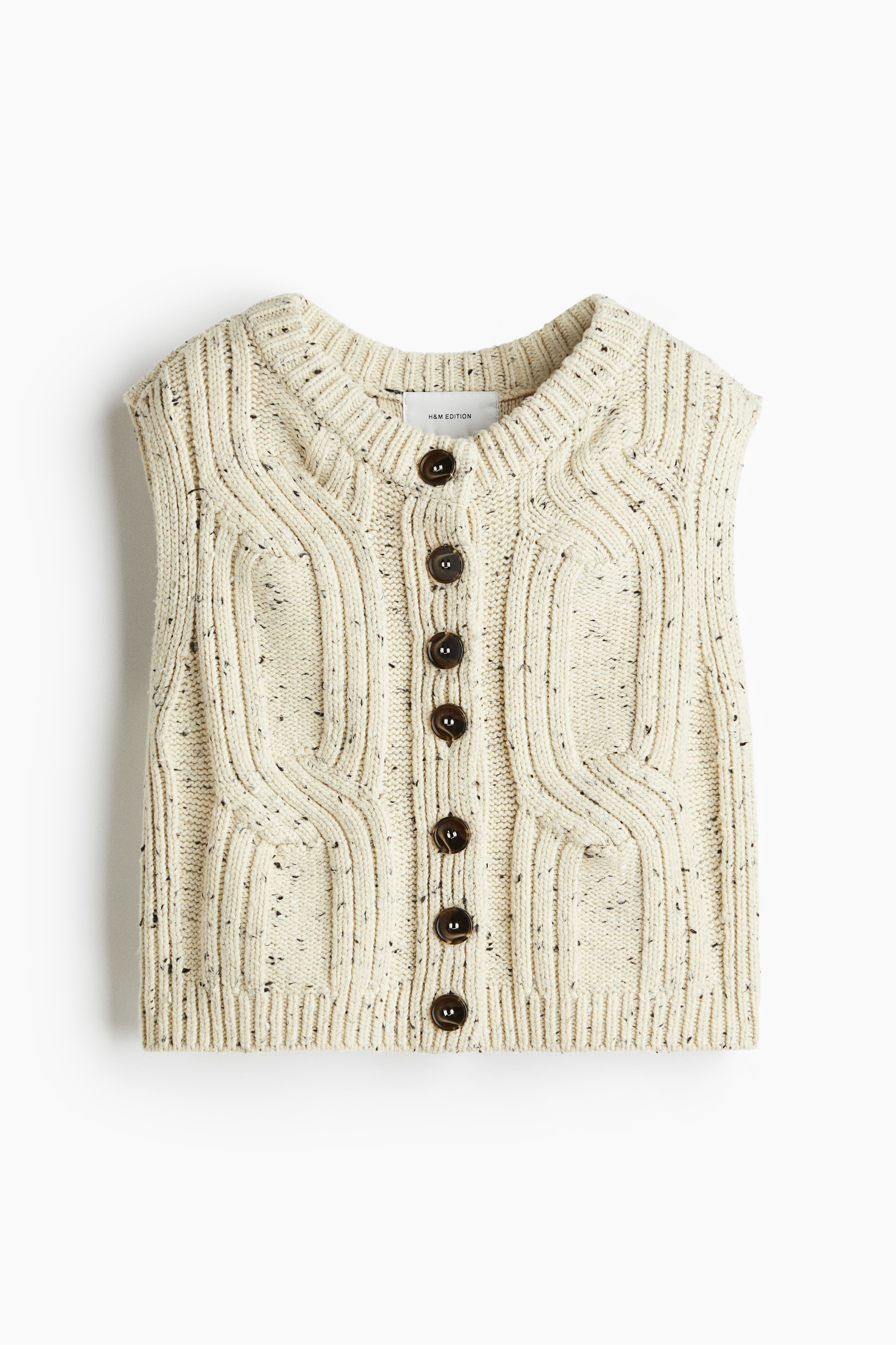 Gilet sans manches en tricot torsadé - Crème