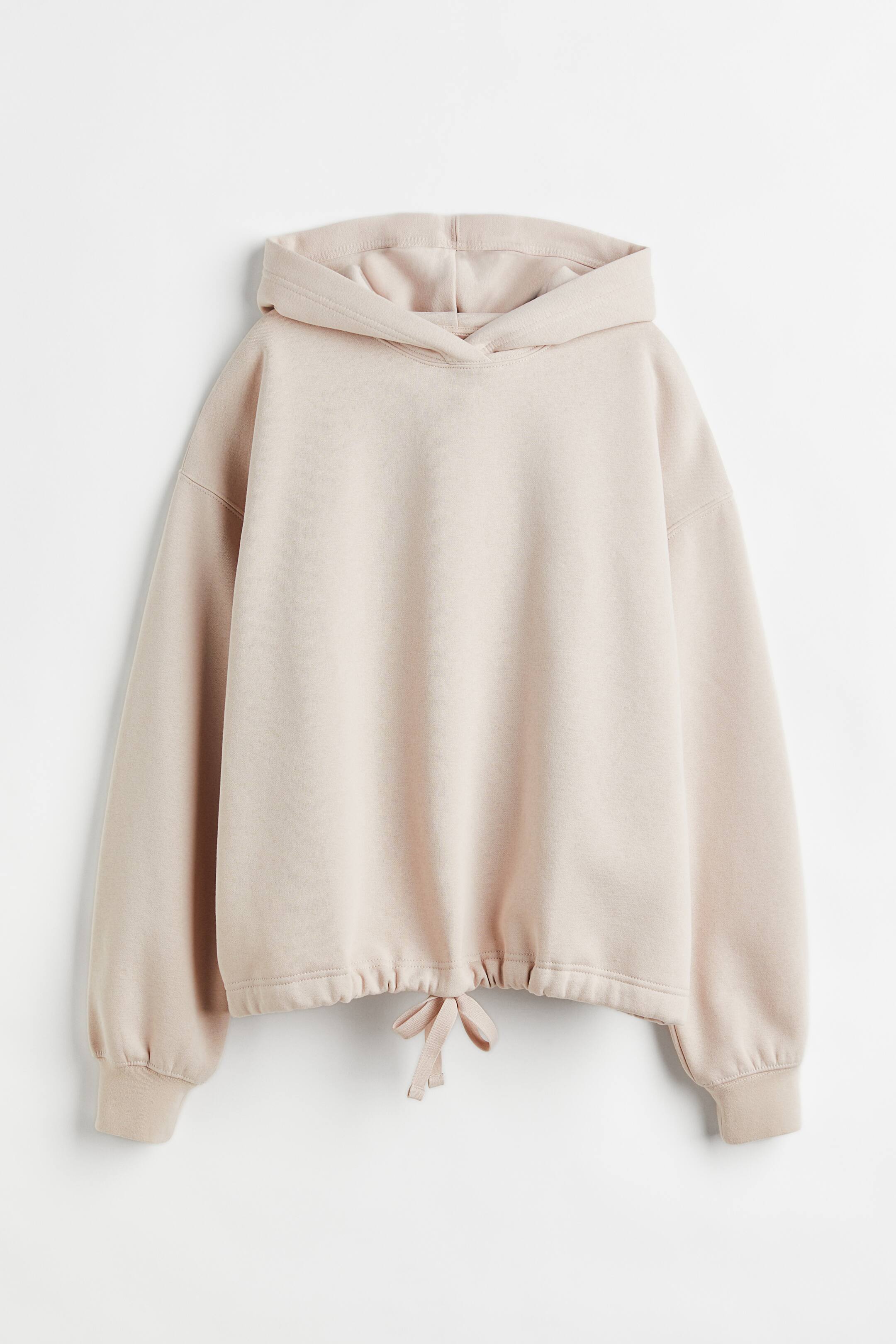 Xem ảnh lớn hơn: Áo dáng hộp có mũ và dây rút - Màu be nhạt - Ladies | H&M VN 1