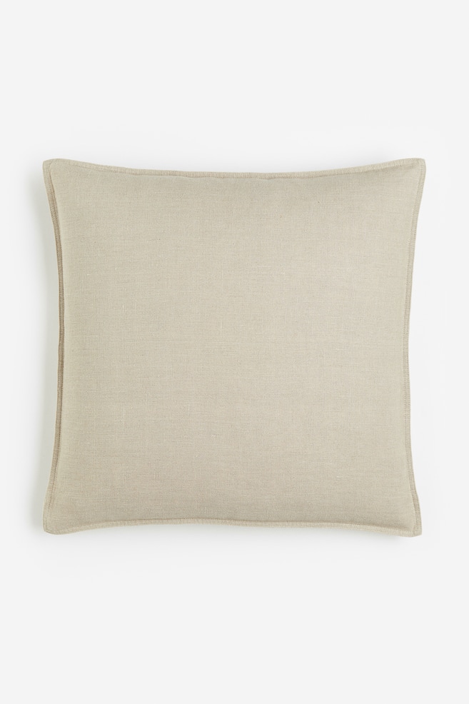 Linen cushion cover - Light beige/White - 1