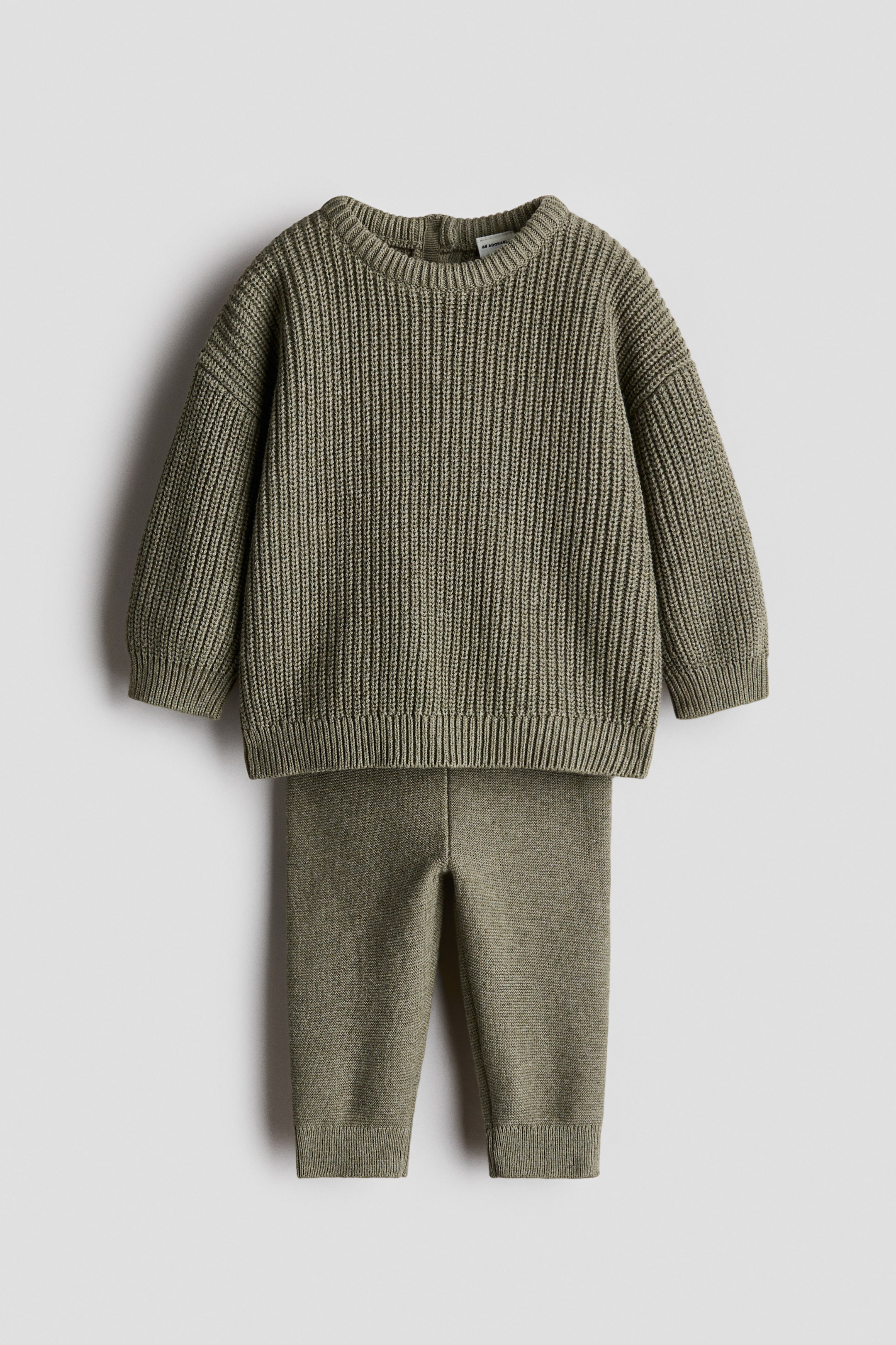 View larger image: 2-piece Cotton Knit Set - Khaki green - Kids | H&M AU 1