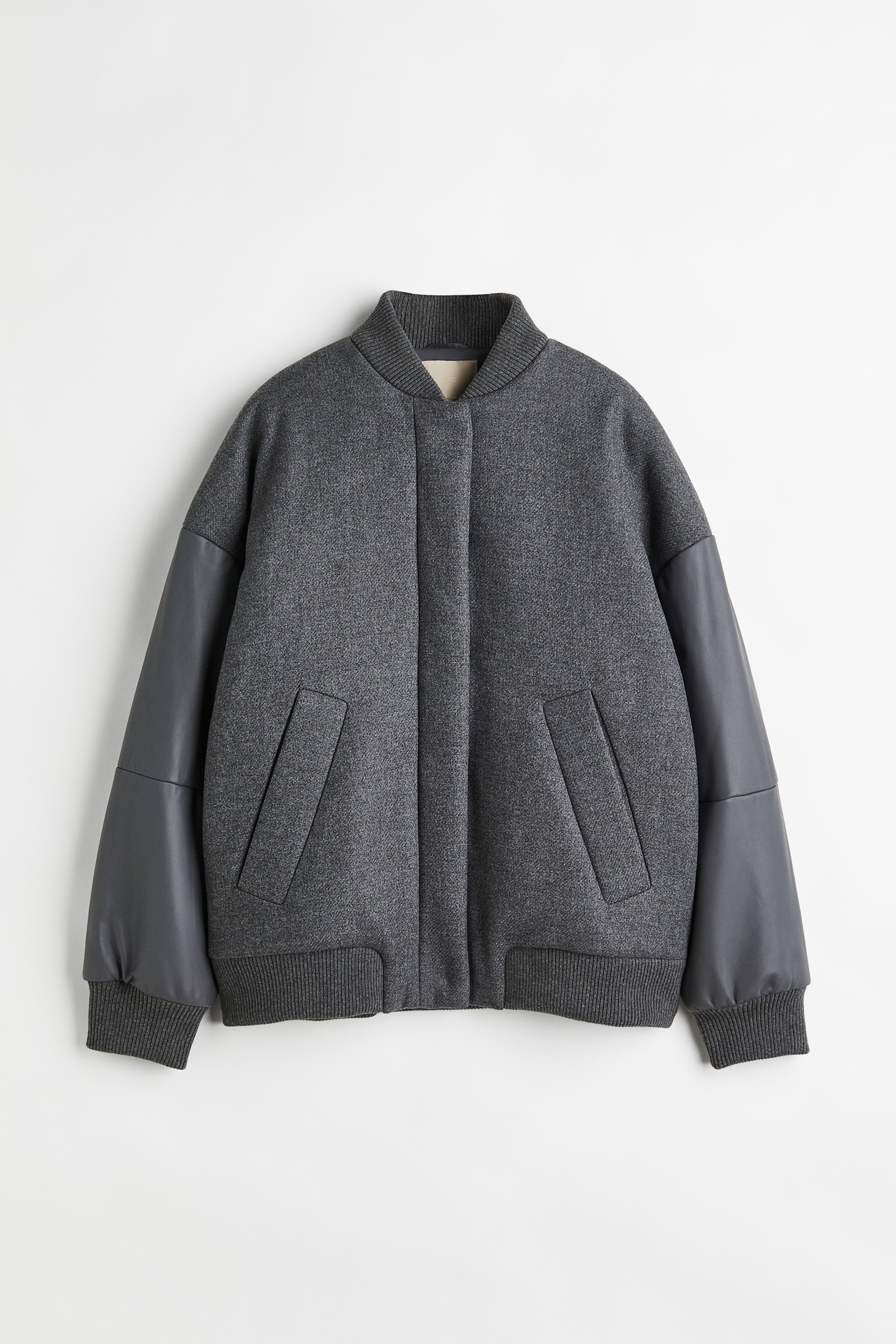View larger image: Oversized Baseball Jacket - Grey marle - Ladies | H&M AU 1