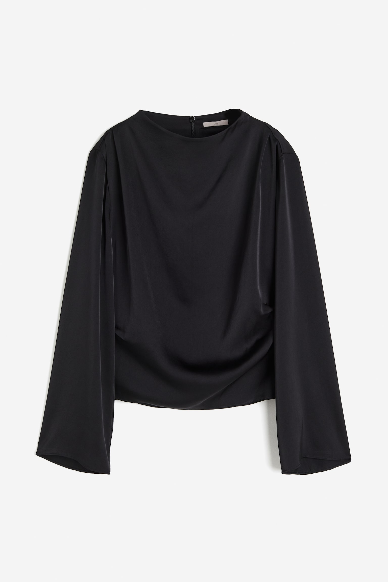 Satin Blouse - Black - 1