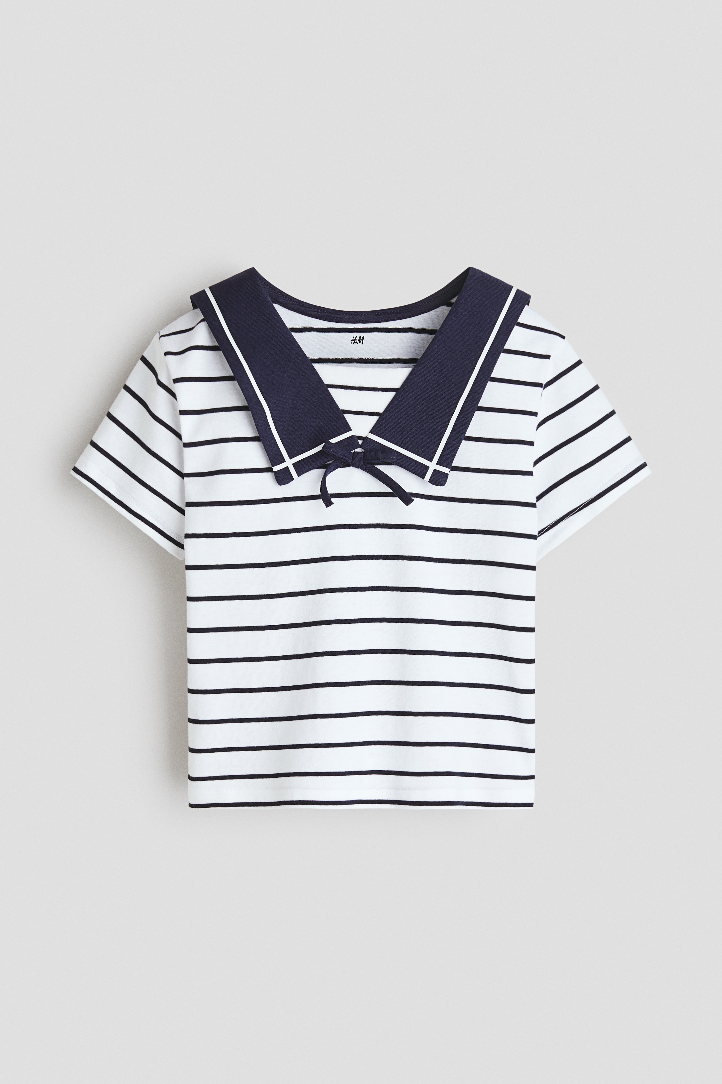 Áo thun cotton cổ thuỷ thủ - Màu trắng/Kẻ xanh tím than/Màu trắng/Xanh tím than