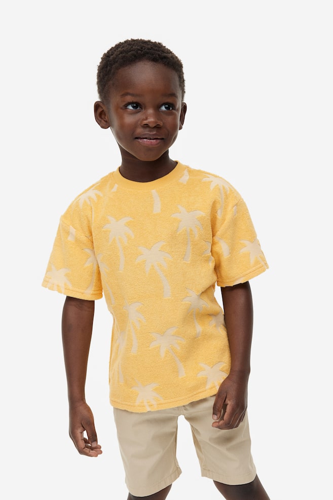 Oversized terry T-shirt - Yellow/Palm trees/Blue/Sunny Vibes - 2