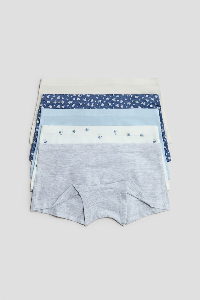 5er-Pack Baumwoll-Boxerslips - Blau/Geblümt/Pfirsichrosa/Schwarz/Hellrosa/Geblümt/Cerise/Salbeigrün/Apricot - 1