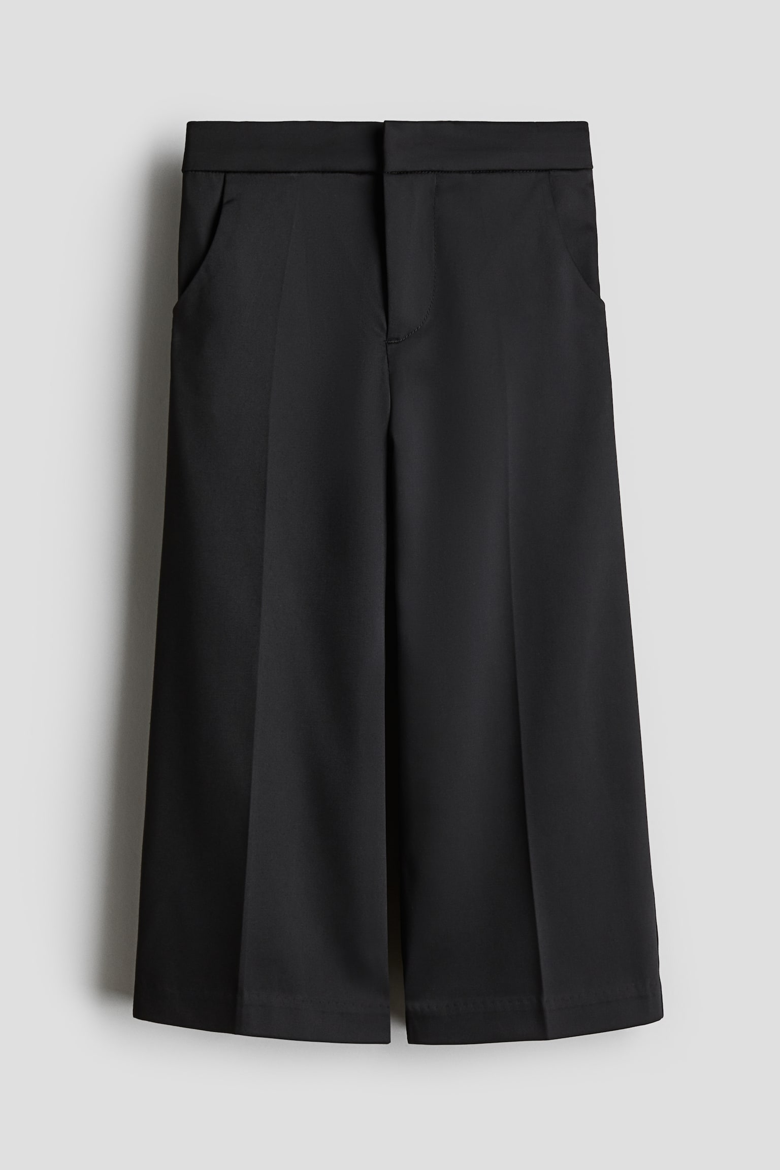 Wide Leg Twill Pants - Black/Cream - 1