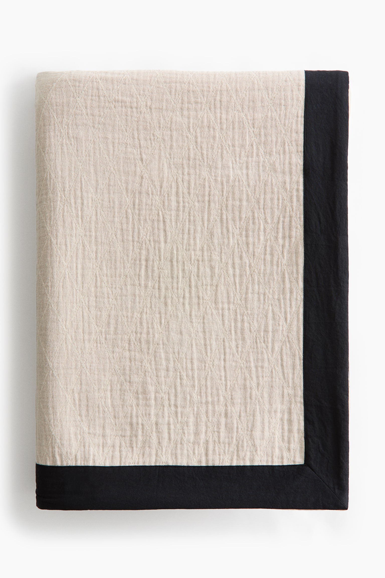 Jacquard-Weave Linen-Blend Bedspread - Light beige
