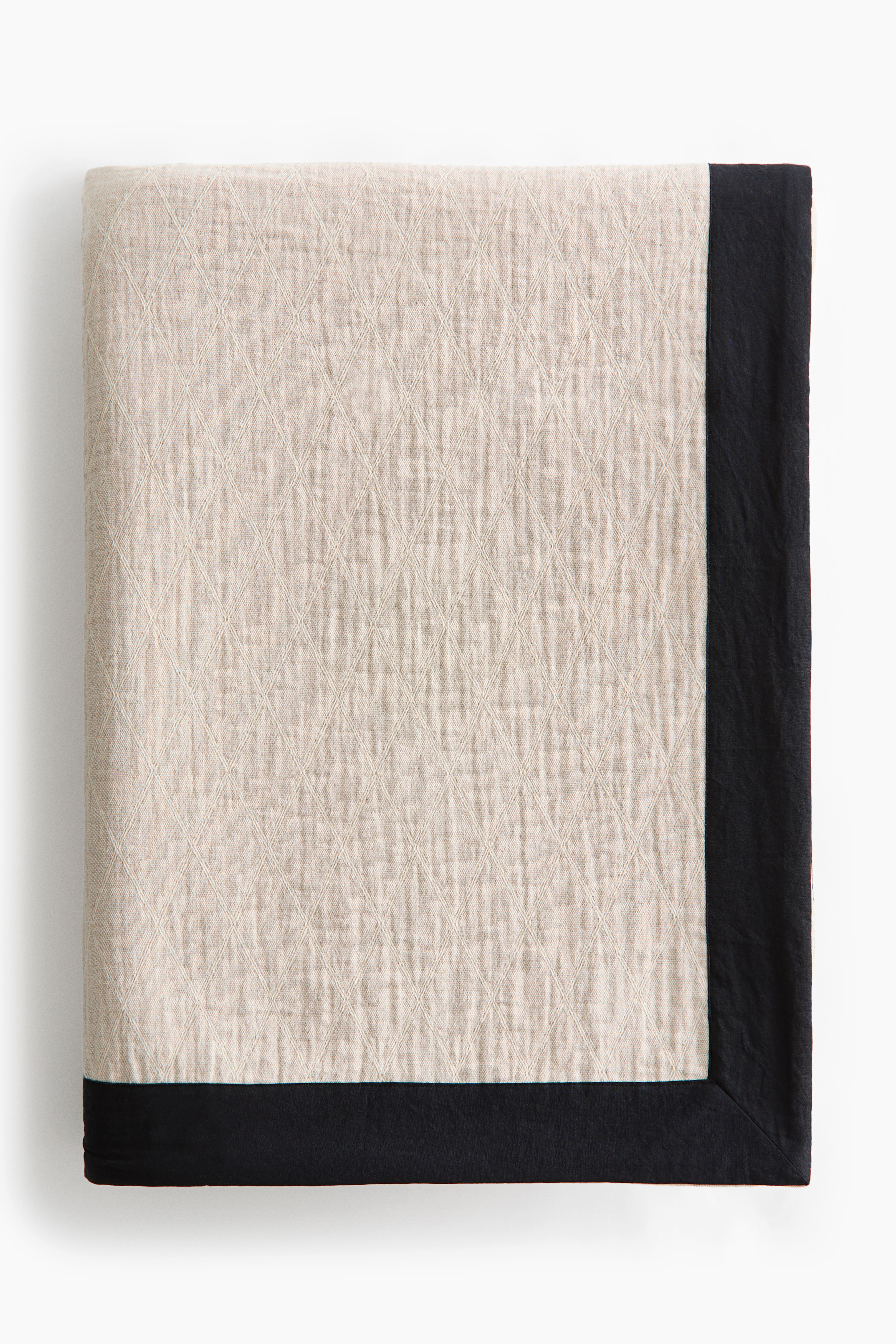 Jeté de lit en tissu jacquard de lin mélangé
